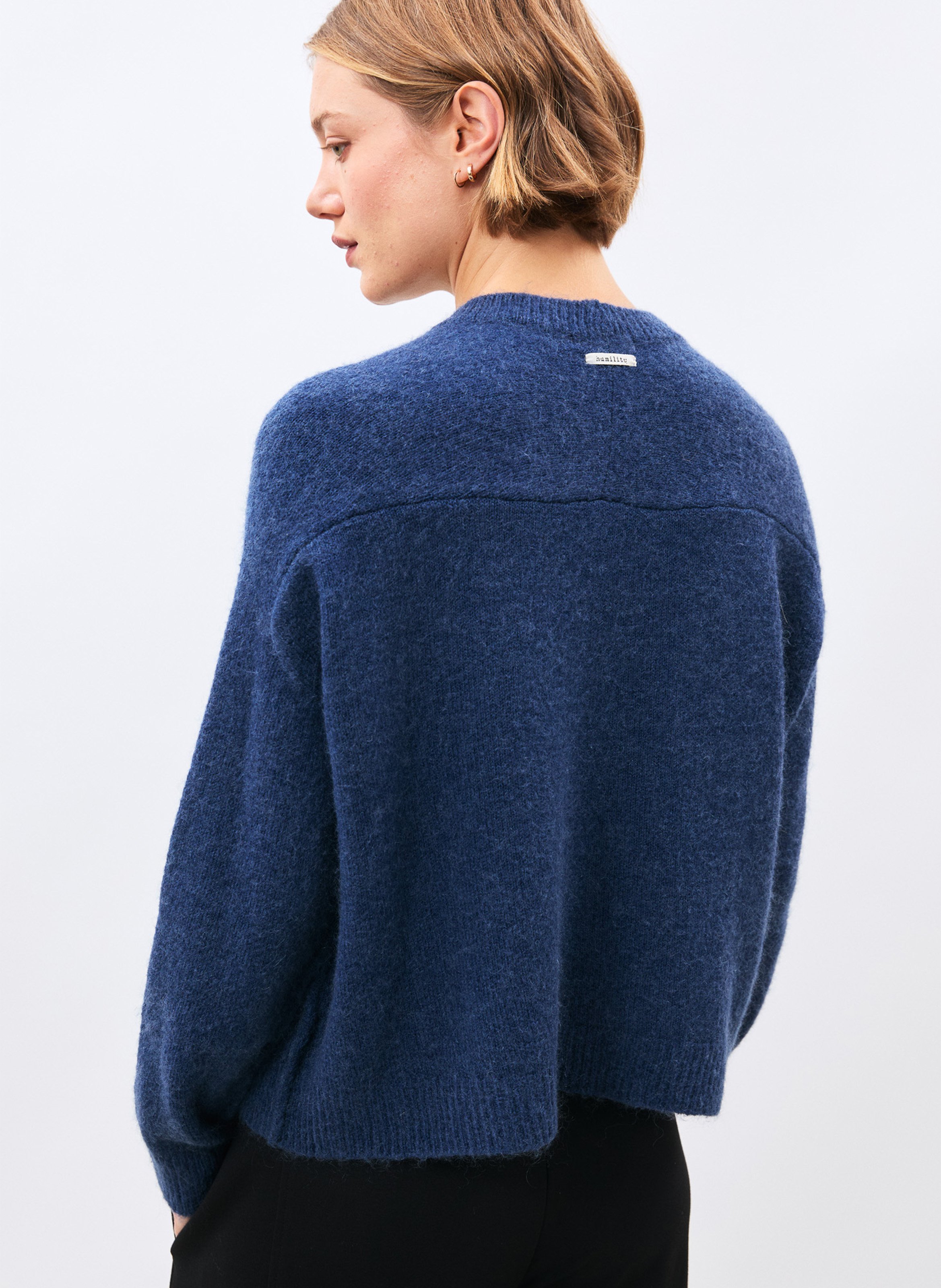 Pull ample col rond HUMILITY Bleu