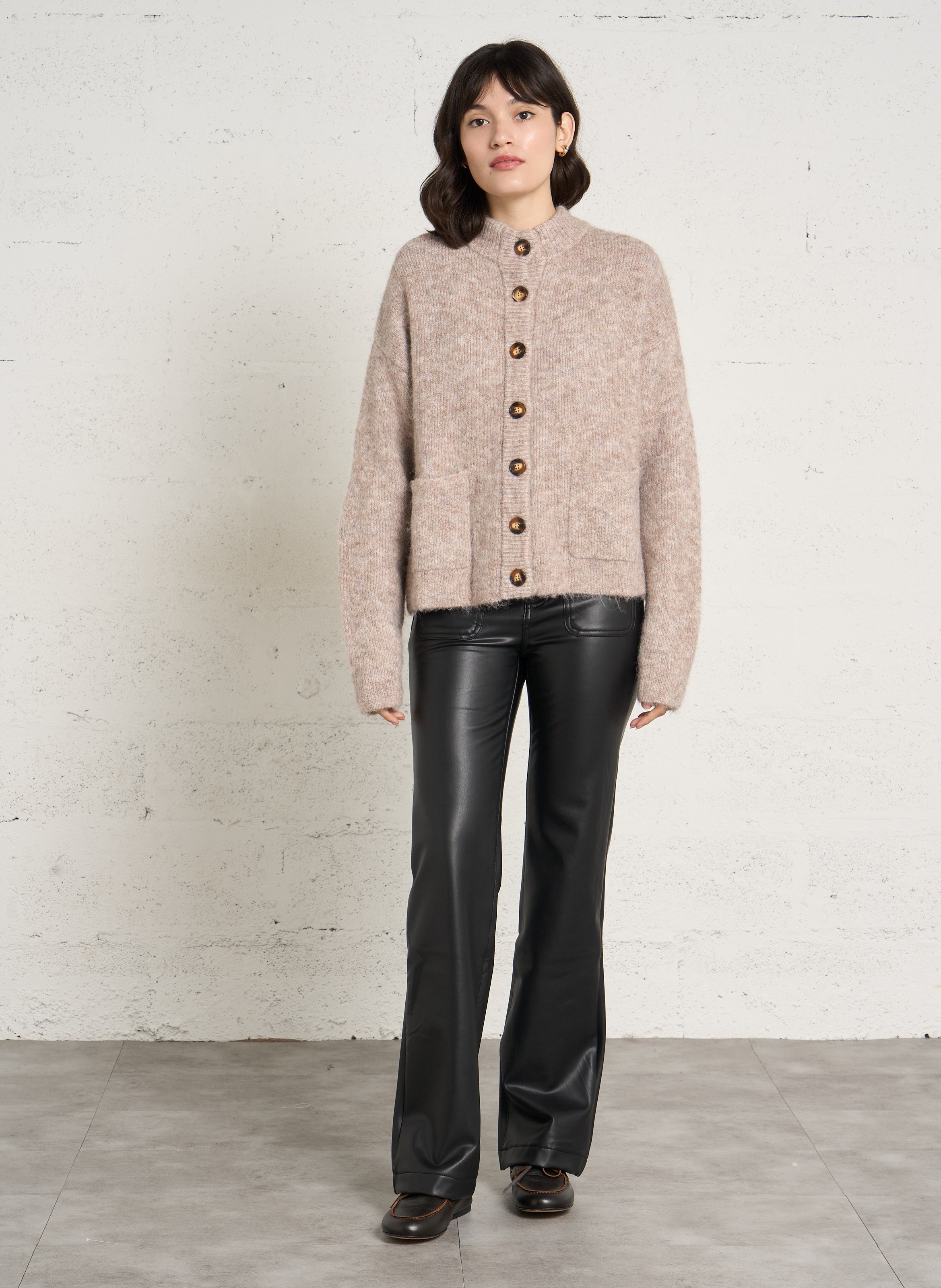 Oversized buttoned knit cardigan LA PETITE ETOILE Brown