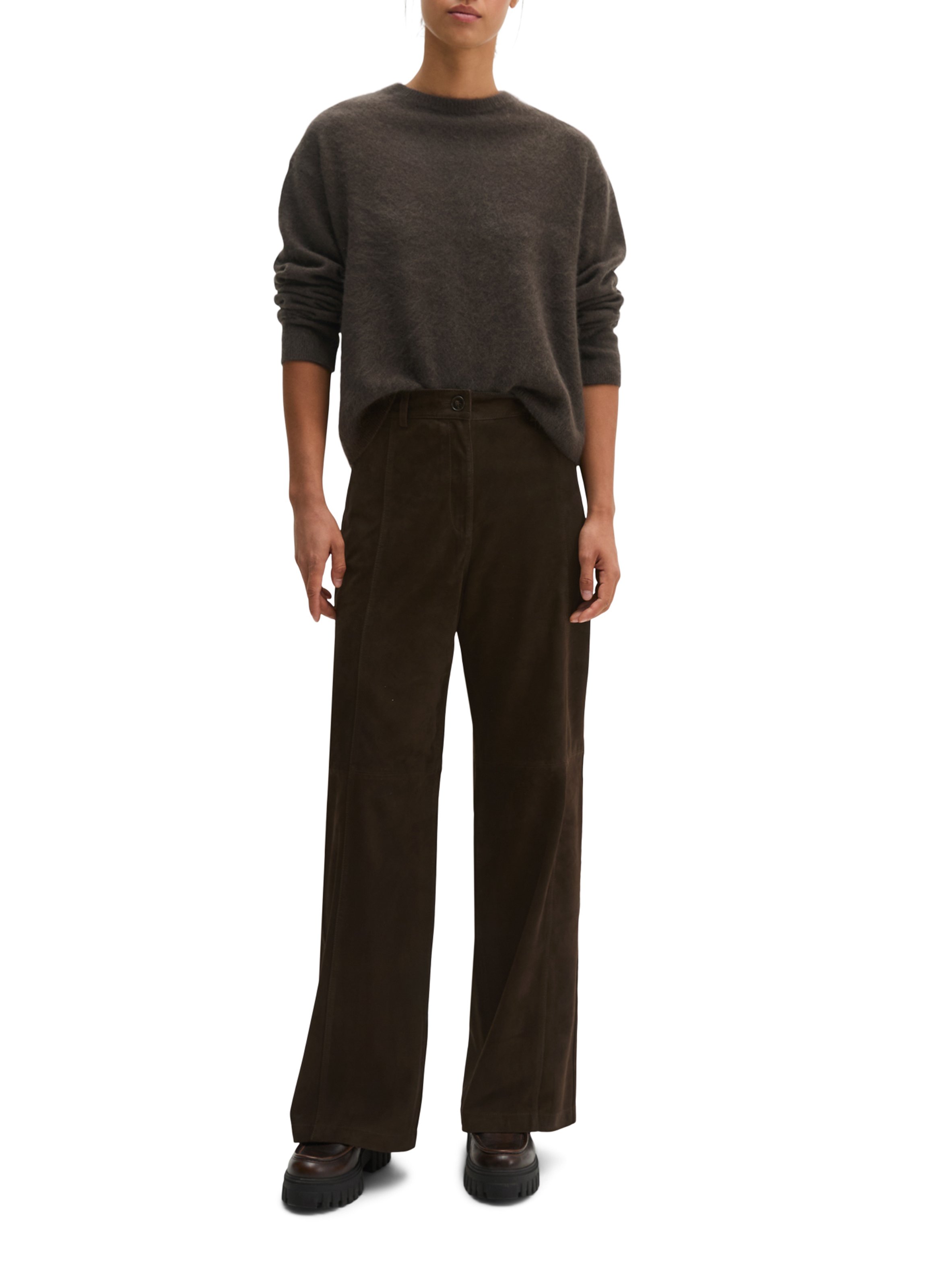 Pull col rond en laine mélangée MARC O'POLO Marron