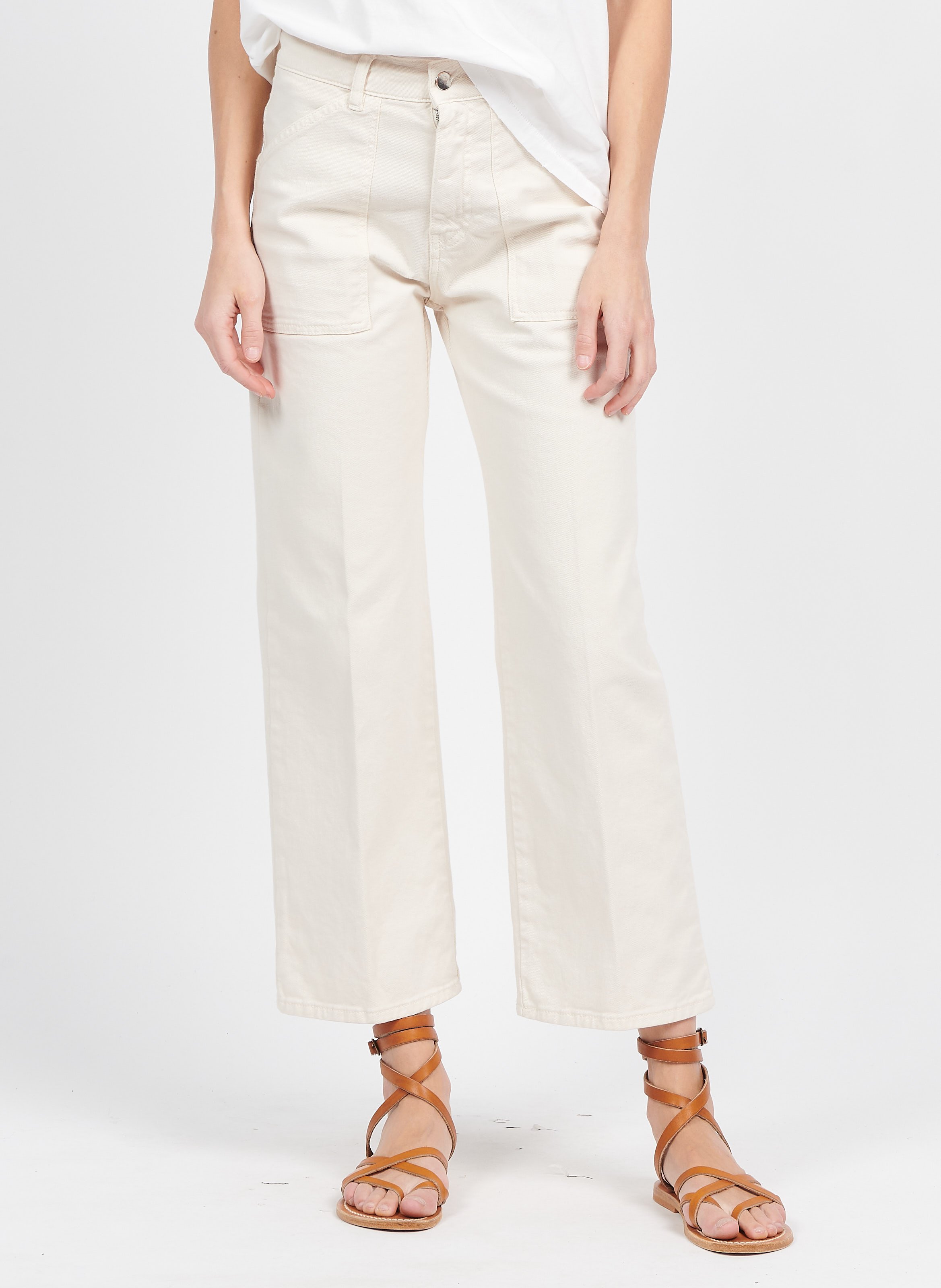 Vaquero cropped de algodón elástico ACQUAVERDE Blanco