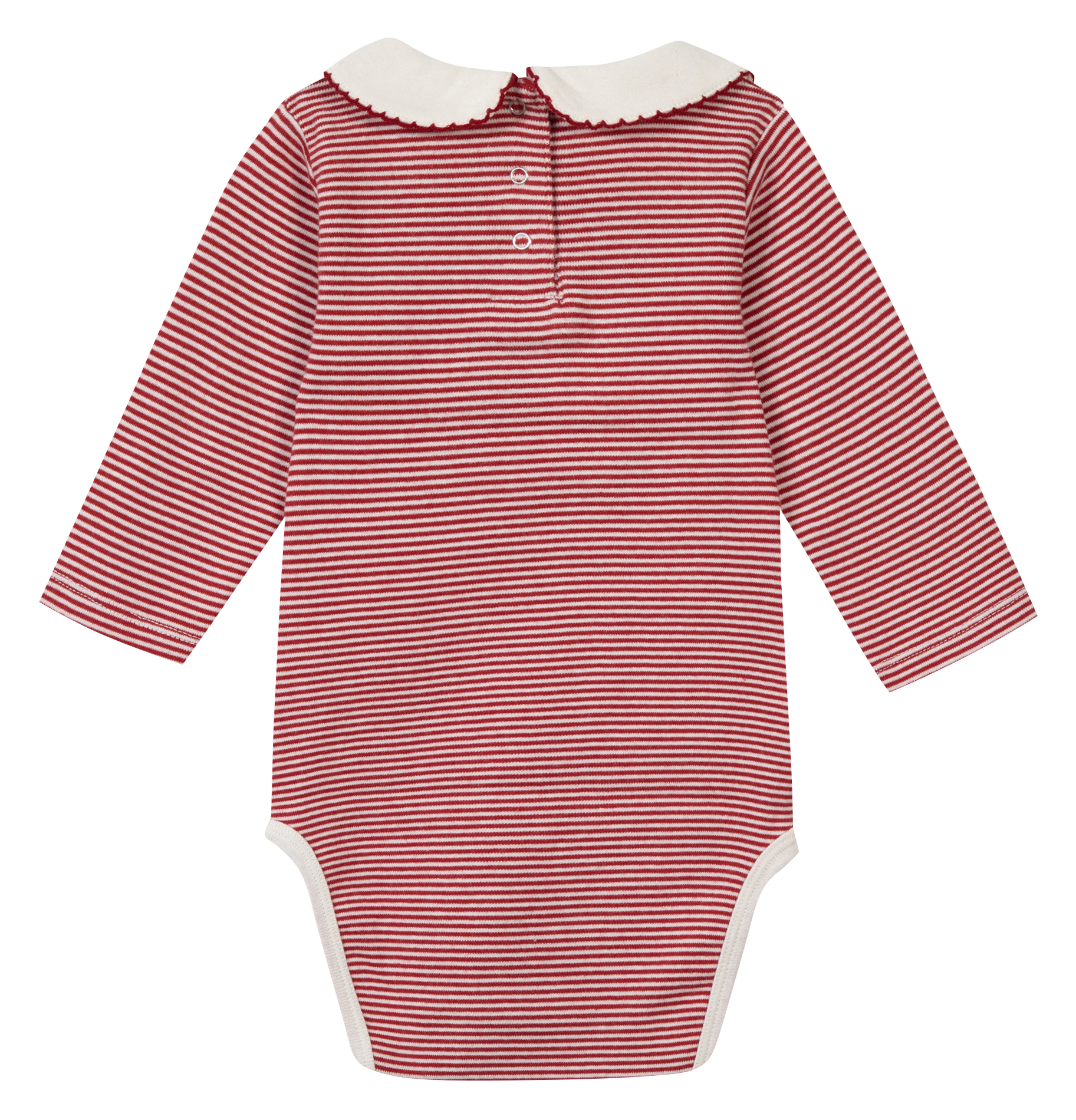 Striped organic cotton bodysuit  with Peter Pan collar MAISON LABICHE Red