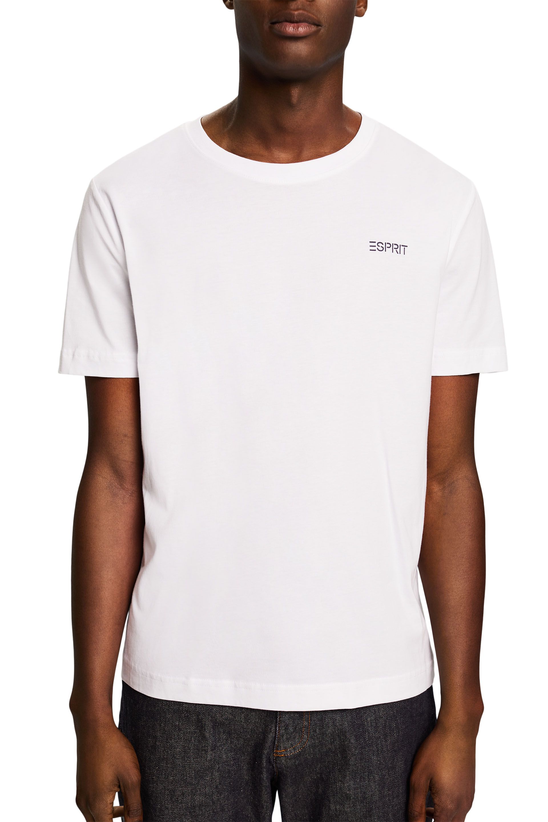 Tee shirt Col Rond En Coton White Esprit Homme Place des Tendances