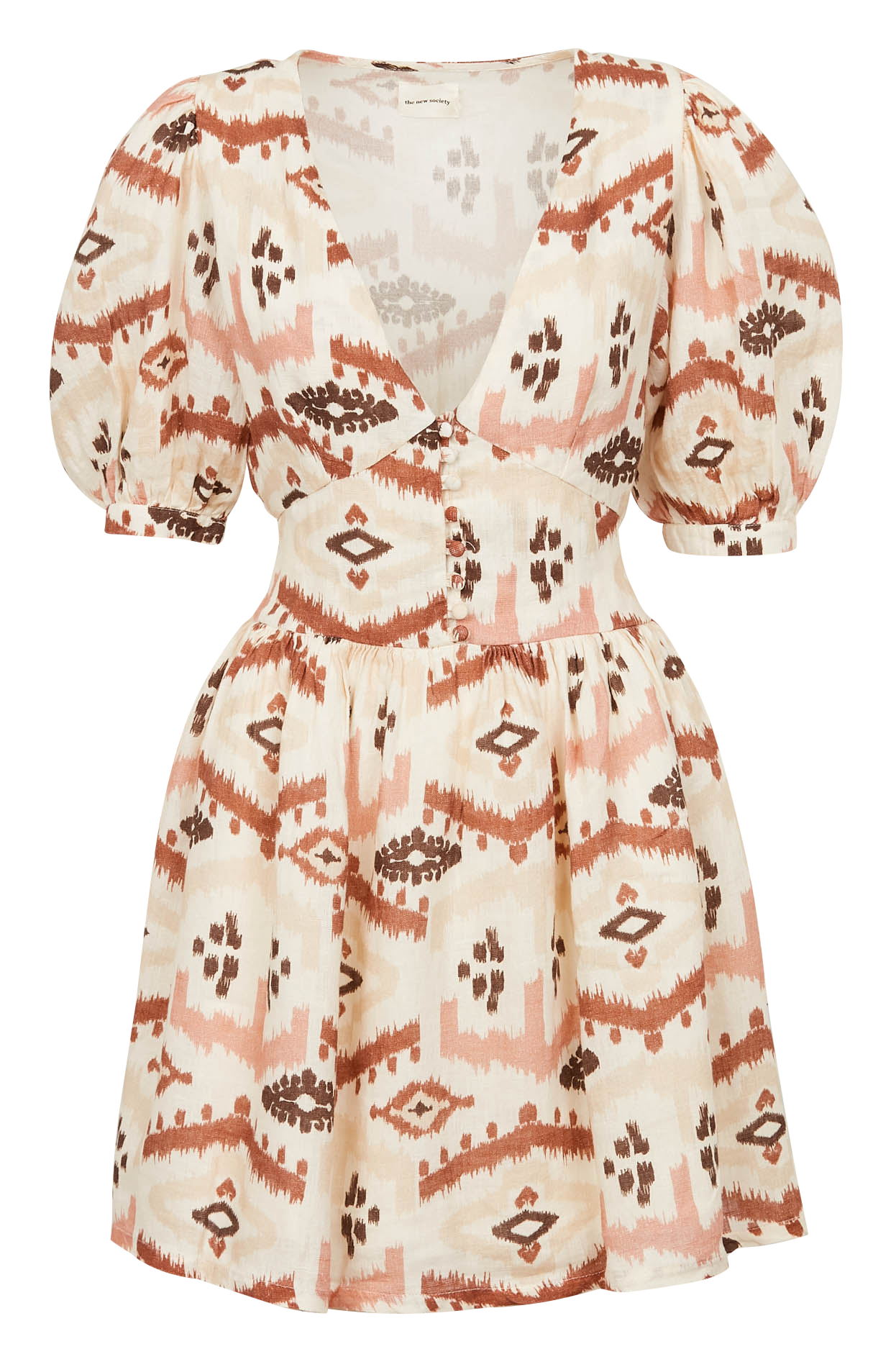 Short printed linen dress THE NEW SOCIETY Multicolored