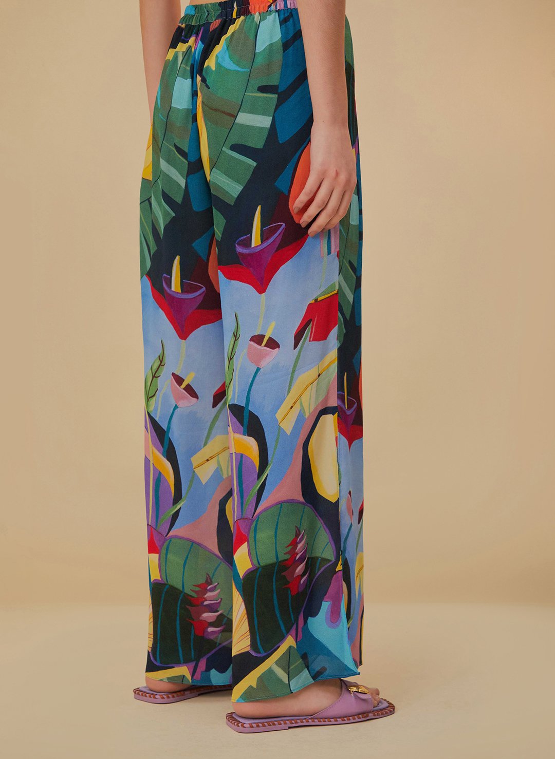 Pantalon large taille haute imprimé FARM RIO Multicolore