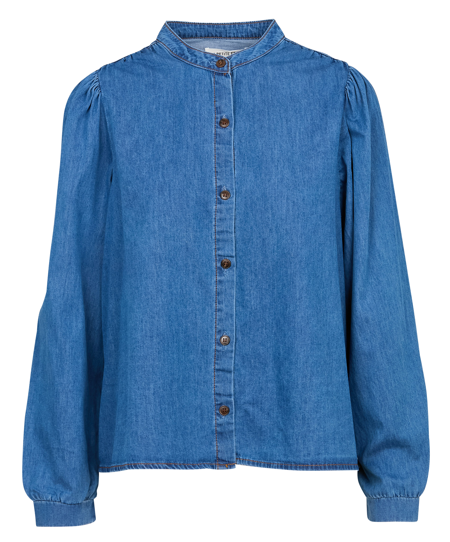 Chemise col officier droite en coton mélangé LA PETITE ETOILE Jean brut