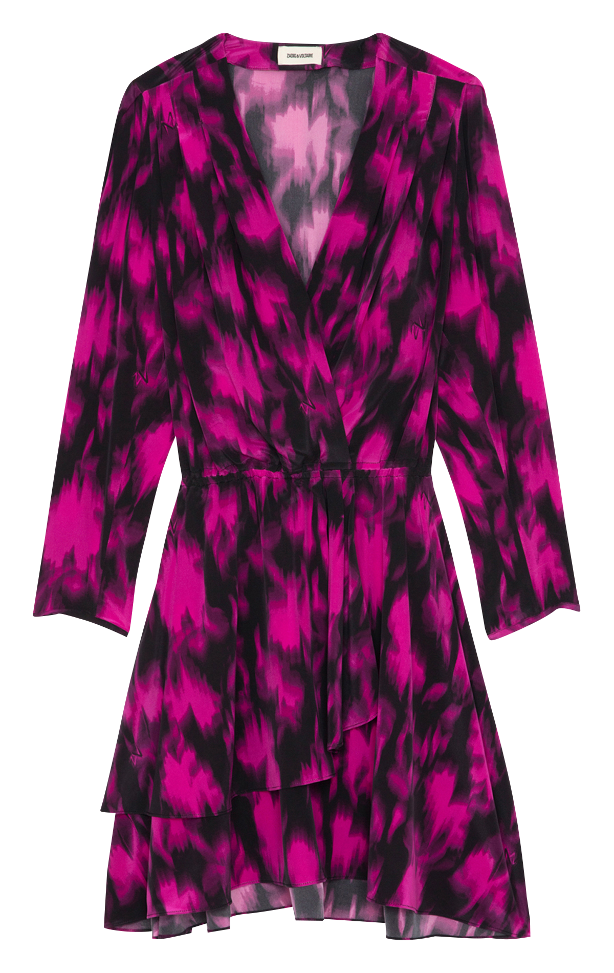 Robe col V imprimée en soie ZADIG&VOLTAIRE Noir