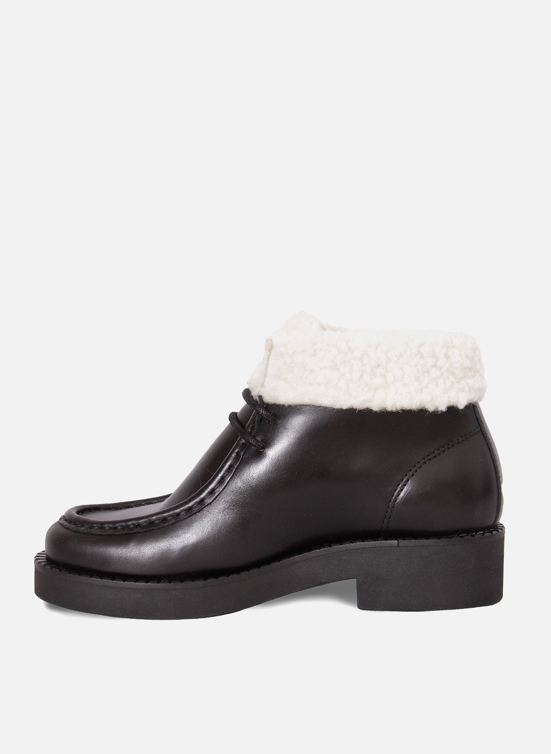 Low leather fur-lined ankle boots JULES & JENN Black