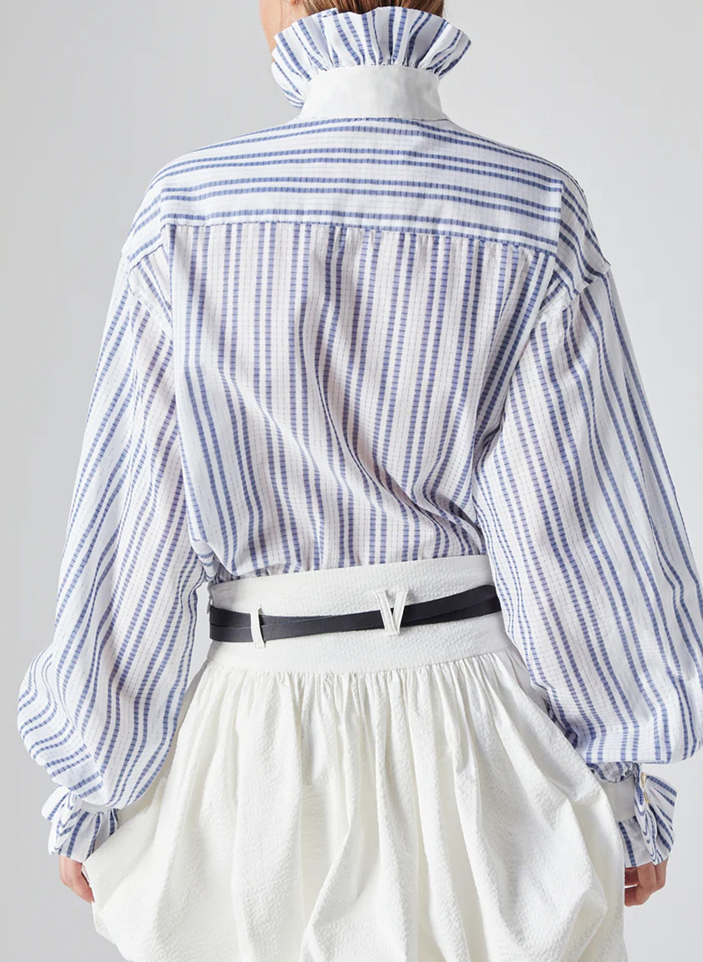 Chemise col victorien en coton Bleu