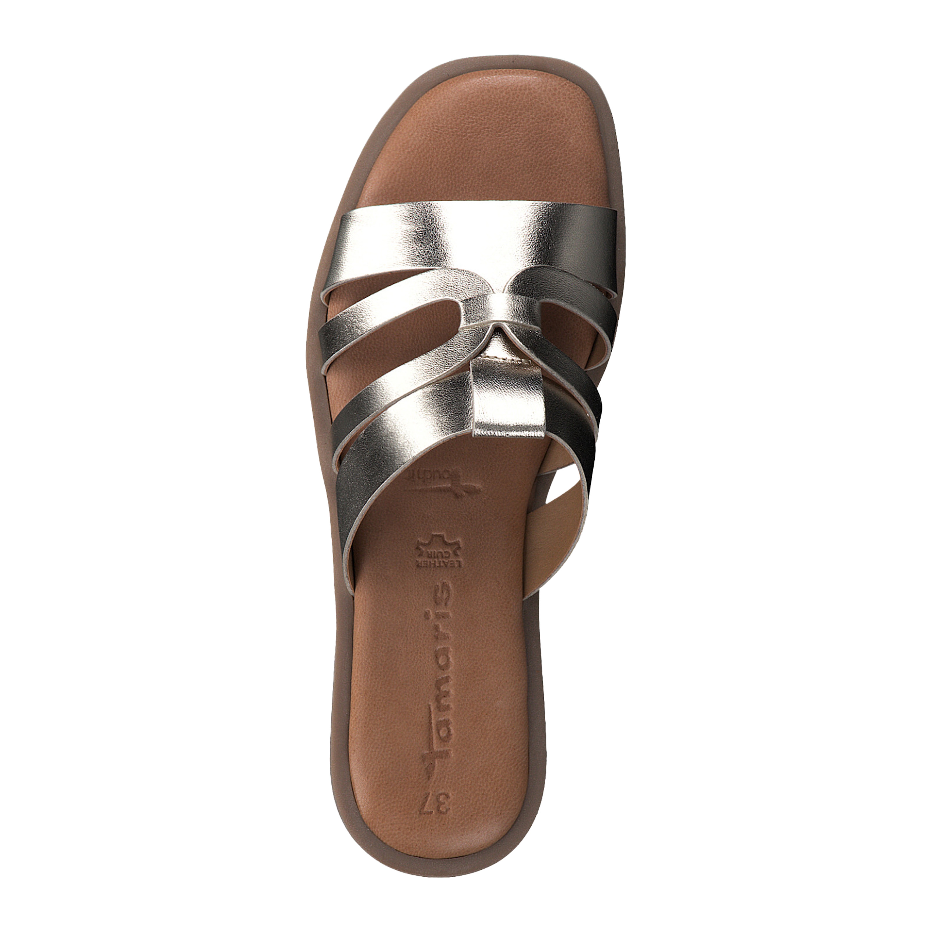 Aouda flat leather sandals TAMARIS Golden
