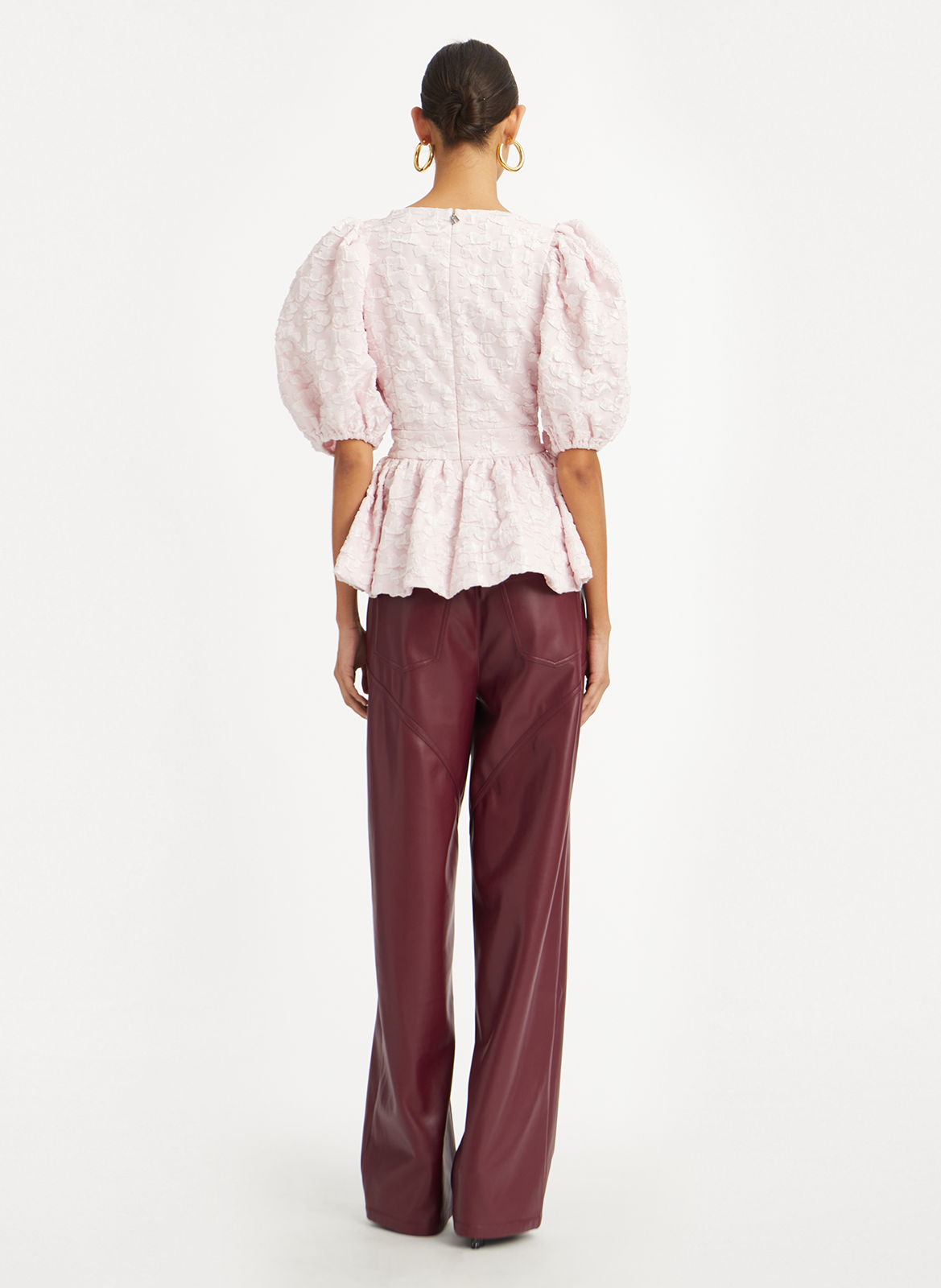 V-neck jacquard top ROTATE Pink