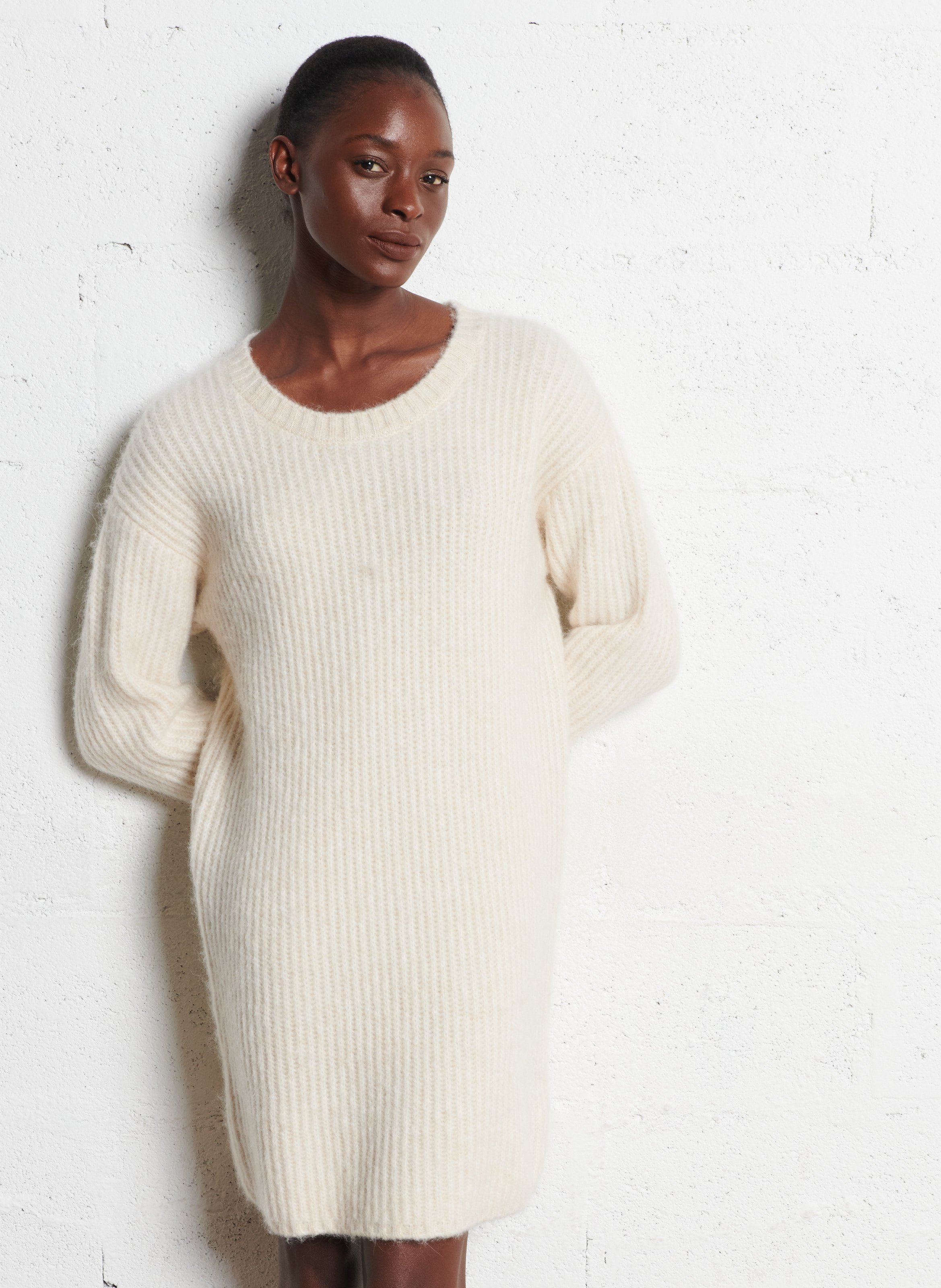 Robe courte col rond ONE STEP White