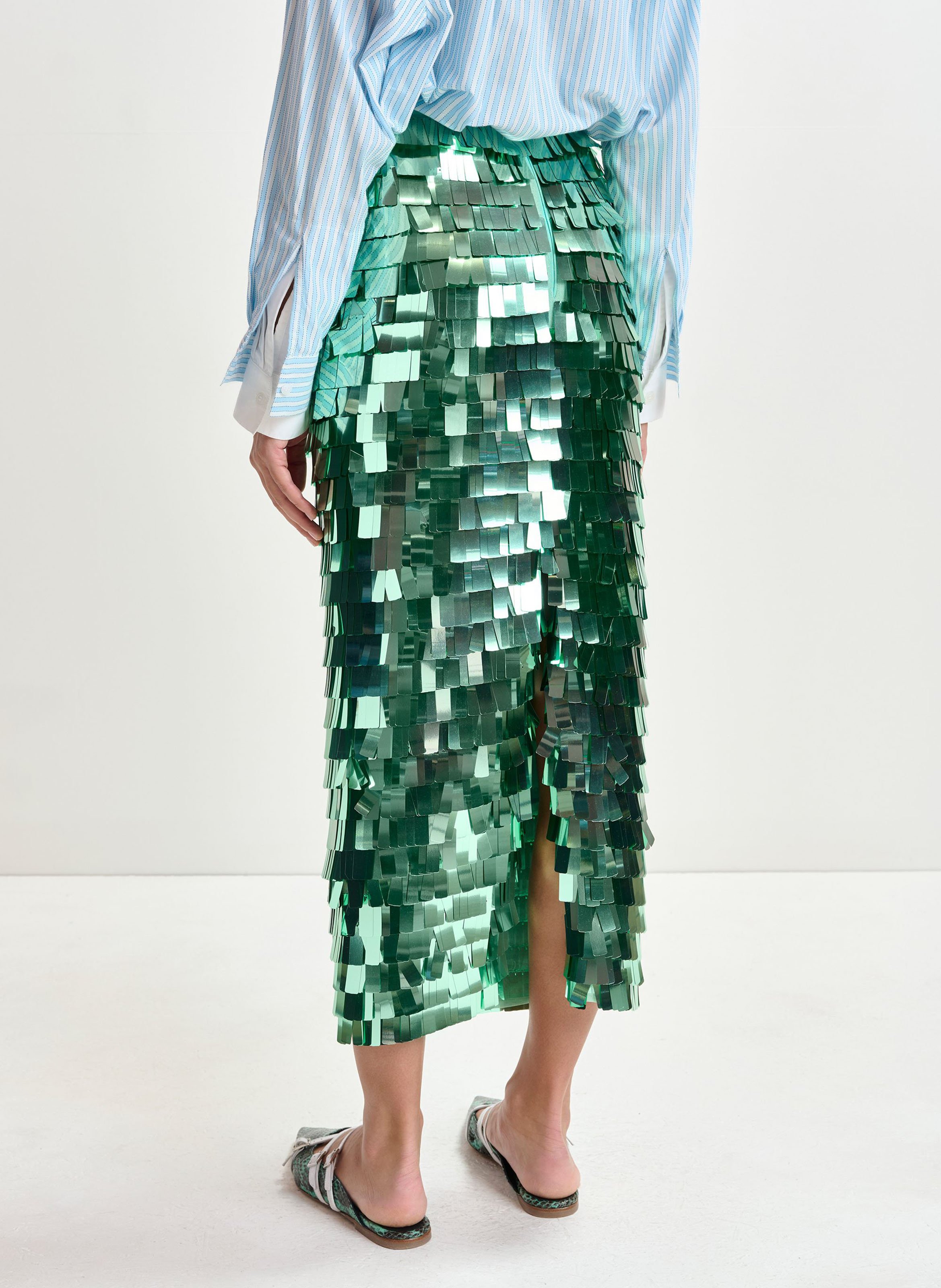 Jupe midi droite à paillettes ESSENTIEL ANTWERP Vert