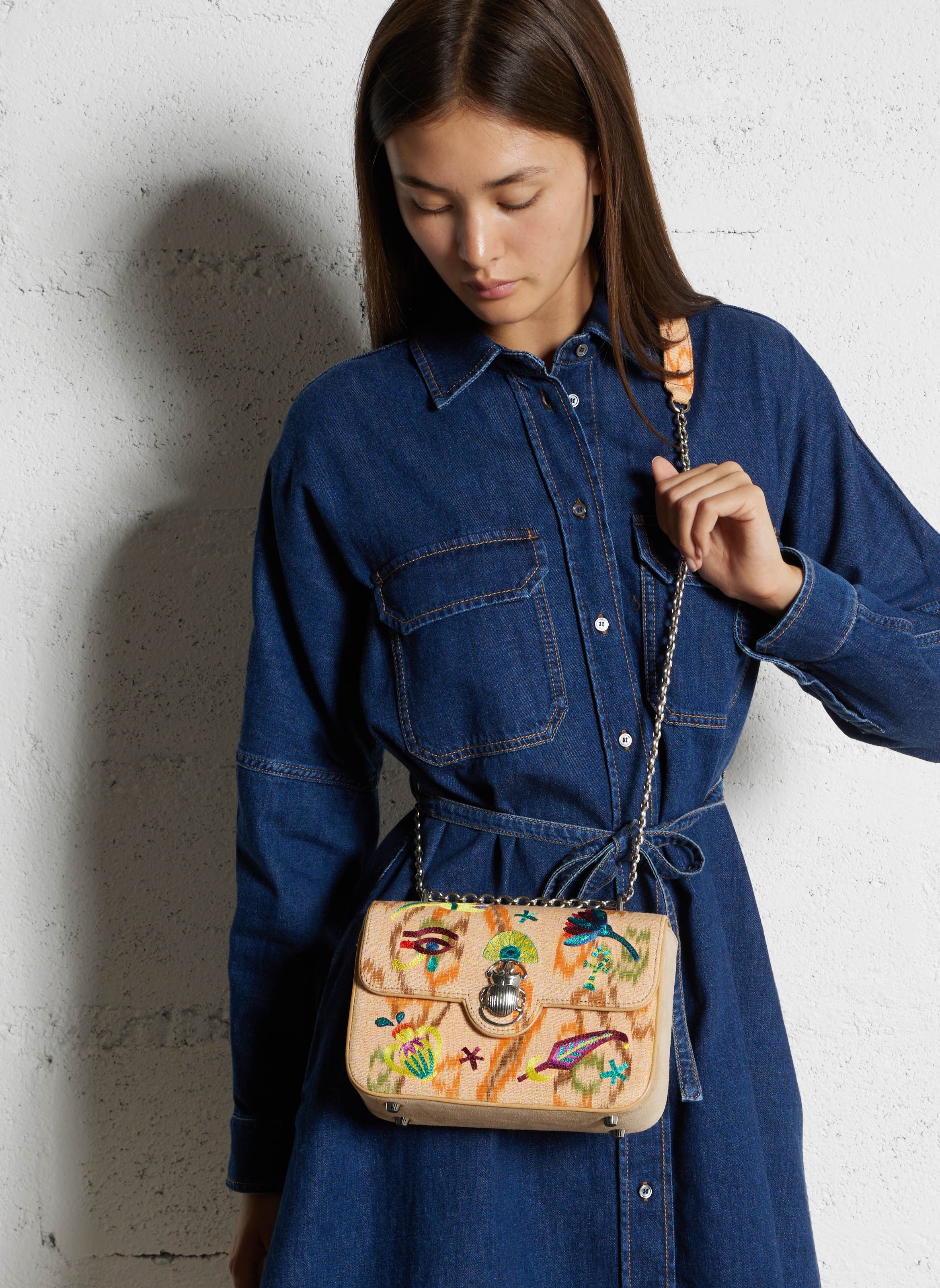 Sac bandoulière tissé à broderies CLARIS VIROT Multicolore