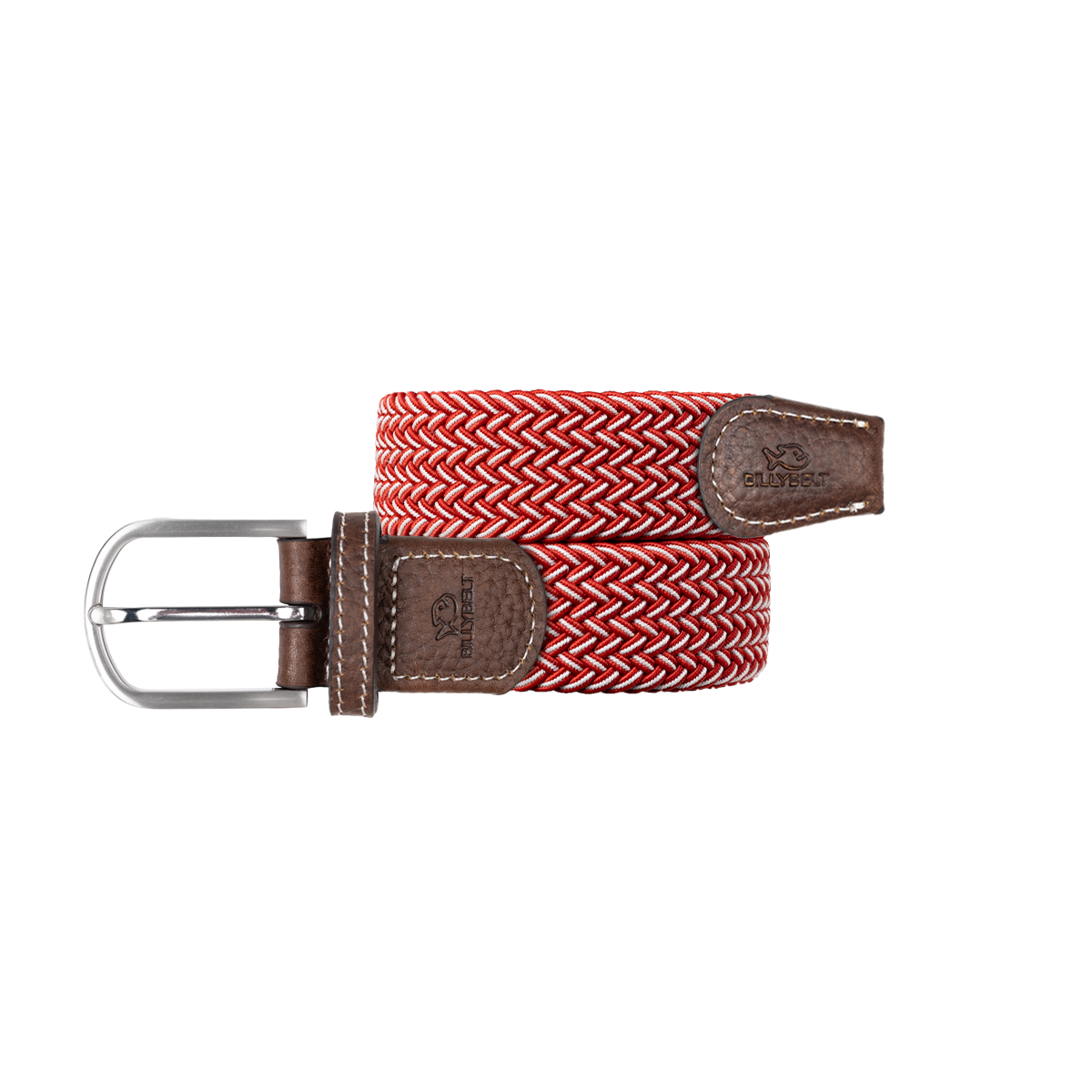 Multicolored braided elastic belt BILLYBELT Red