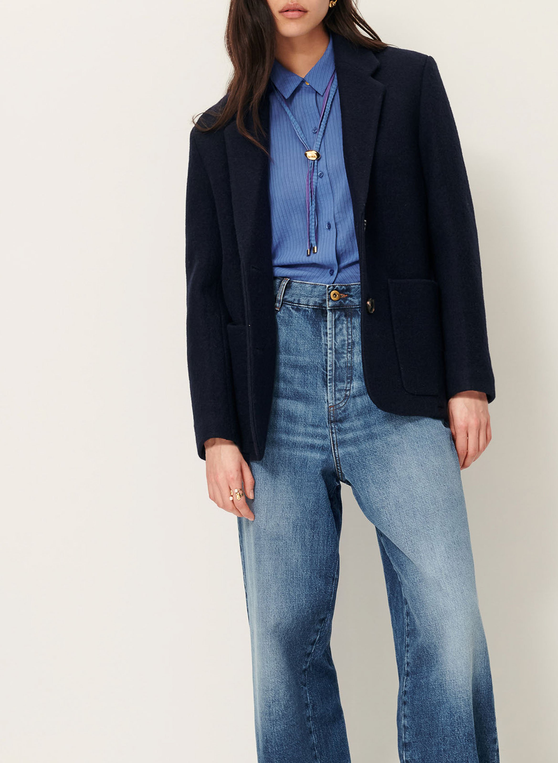 Straight-cut wool blazer SESSUN Blue