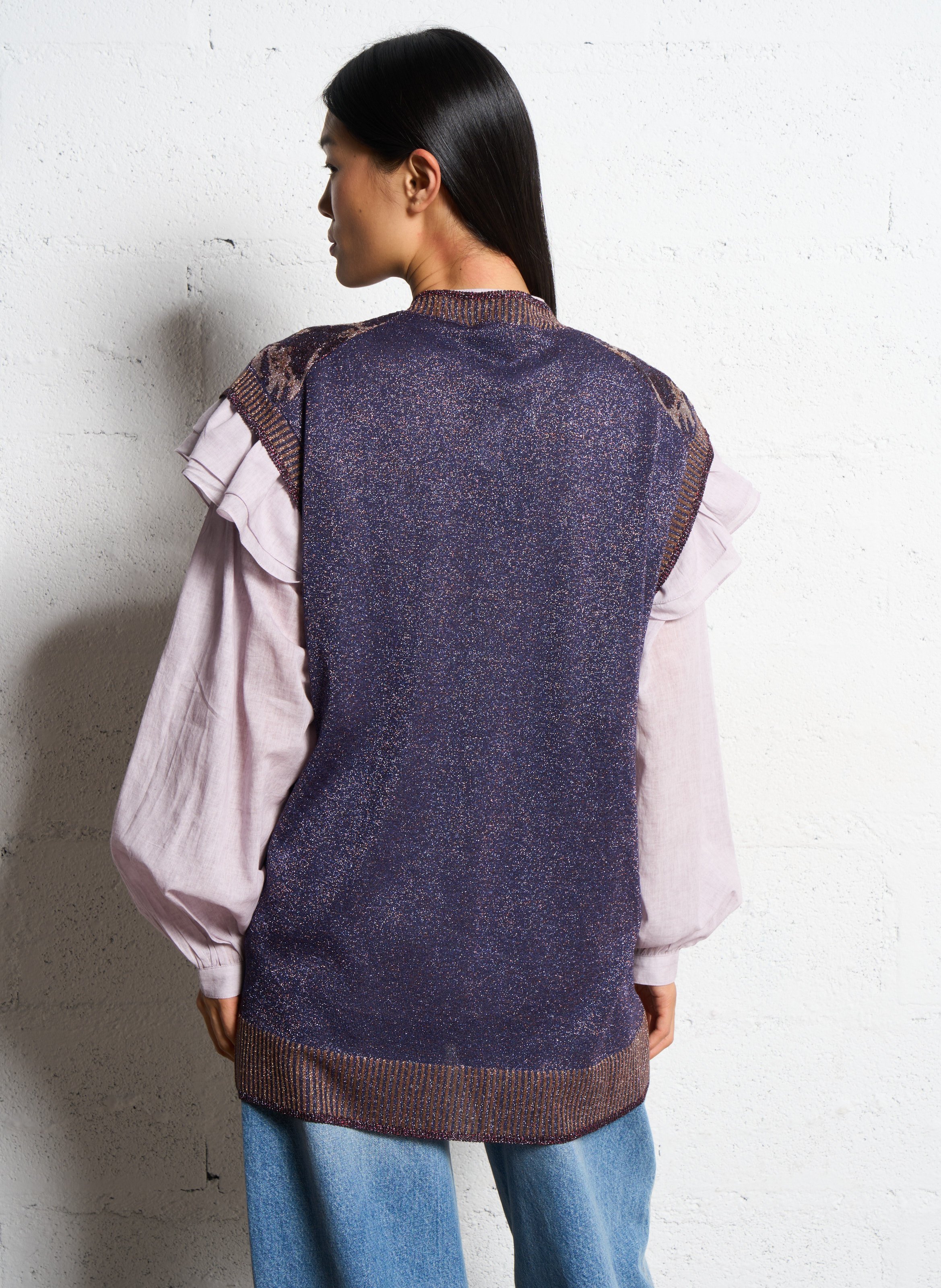 Cardigan sans manches pailleté à motifs MES DEMOISELLES Violet