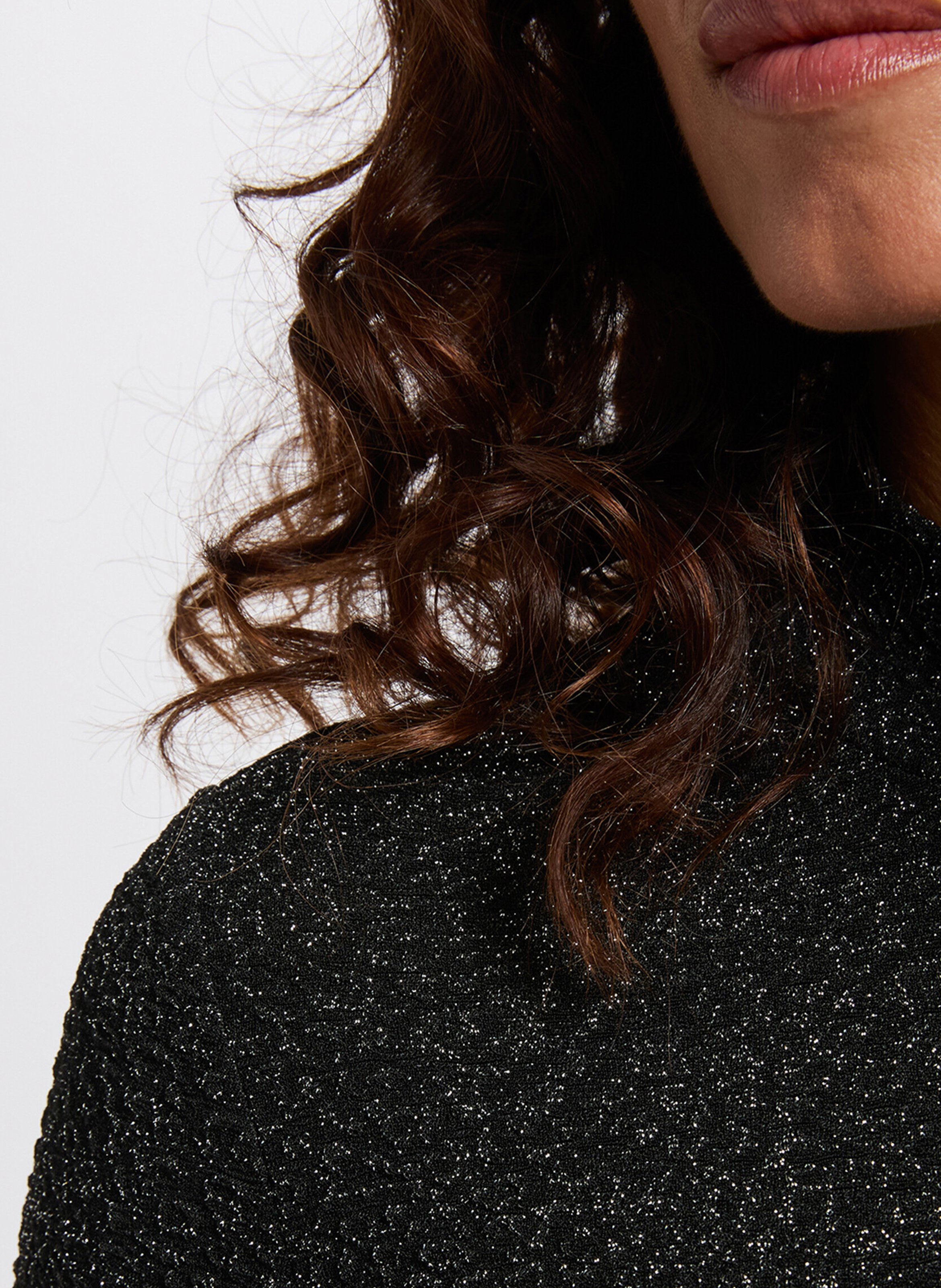 Top manches longues pailleté MORGAN Argent