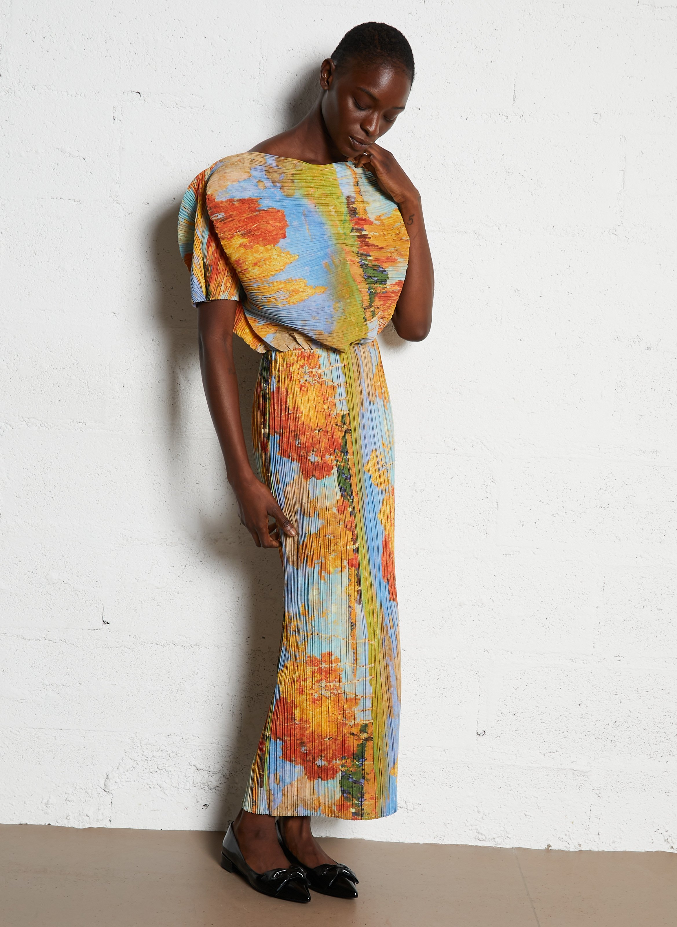 Robe longue élastiquée à motif NEVER FULLY DRESSED Multicolore