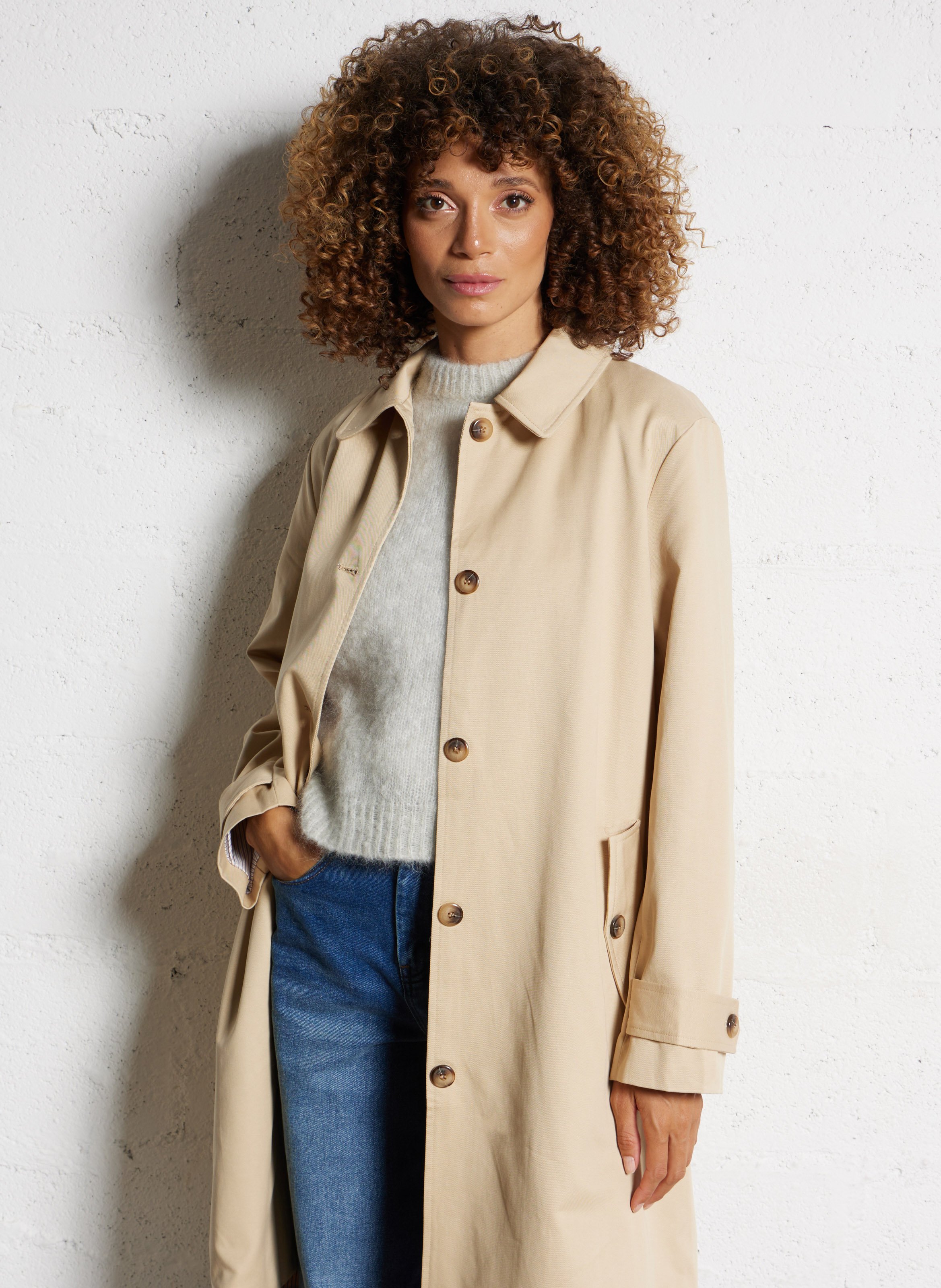 Trench col classique en coton mélangé LA PETITE ETOILE Beige