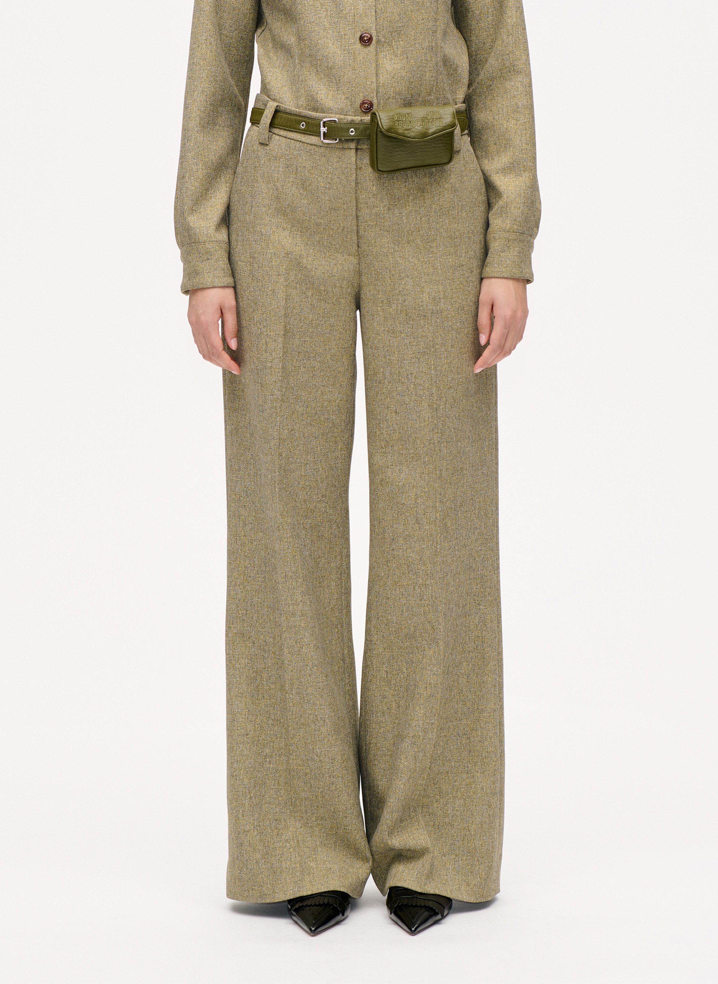 Wide-leg mottled pants BAUM UND PFERDGARTEN Khaki