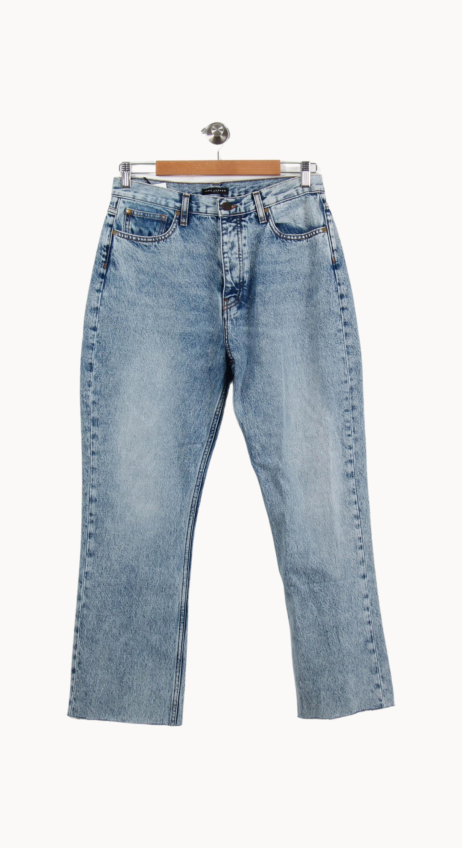 Cropped slim jeans with studs TARA JARMON - Seconde Main Blue