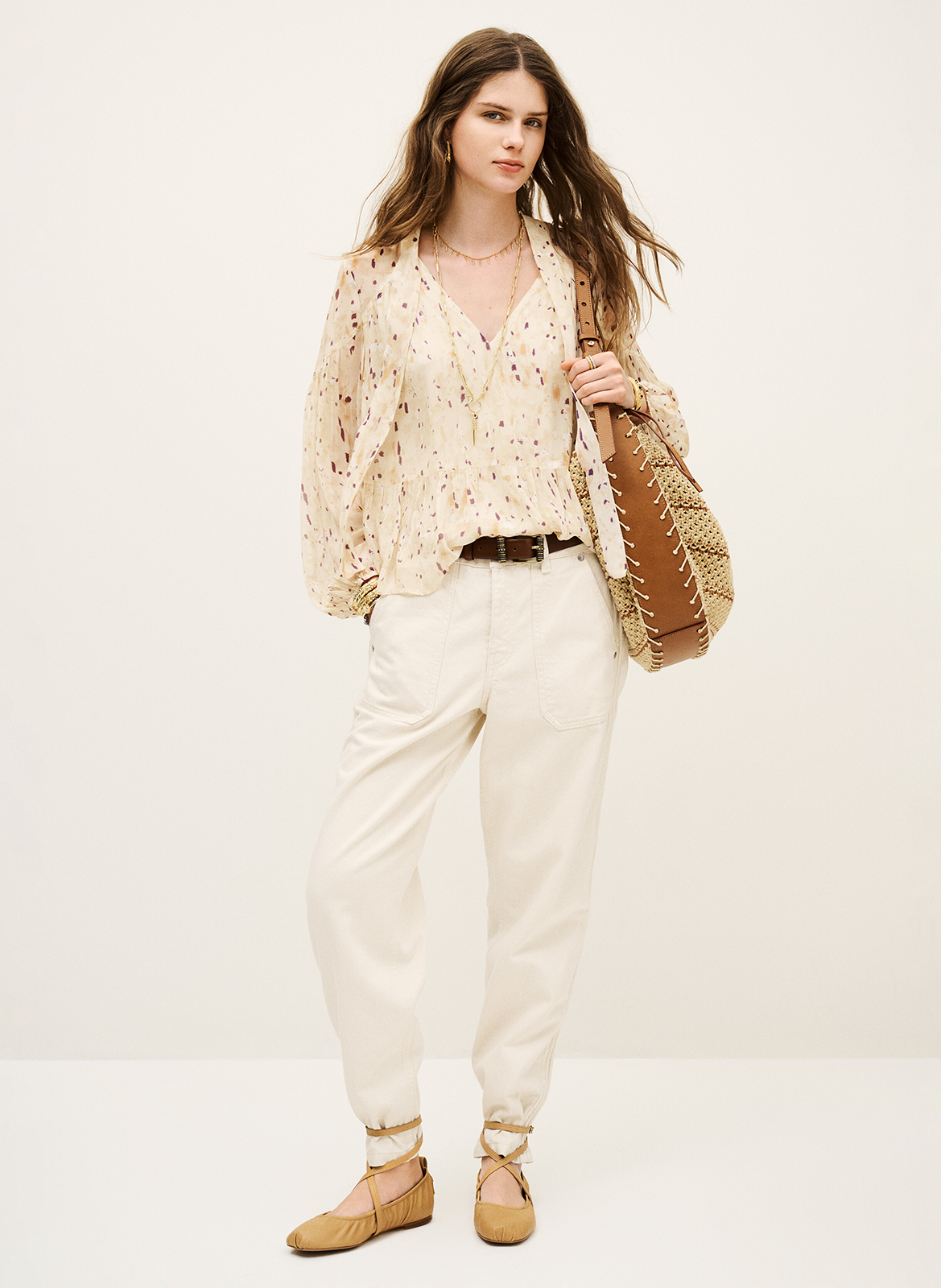 Blouse droite imprimée BA&SH Beige