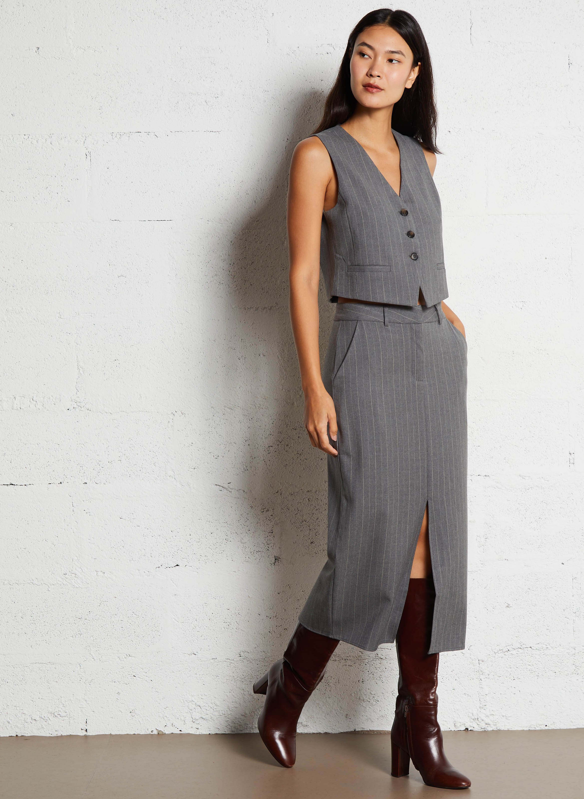 Karierter Midirock LA PETITE ETOILE Grau