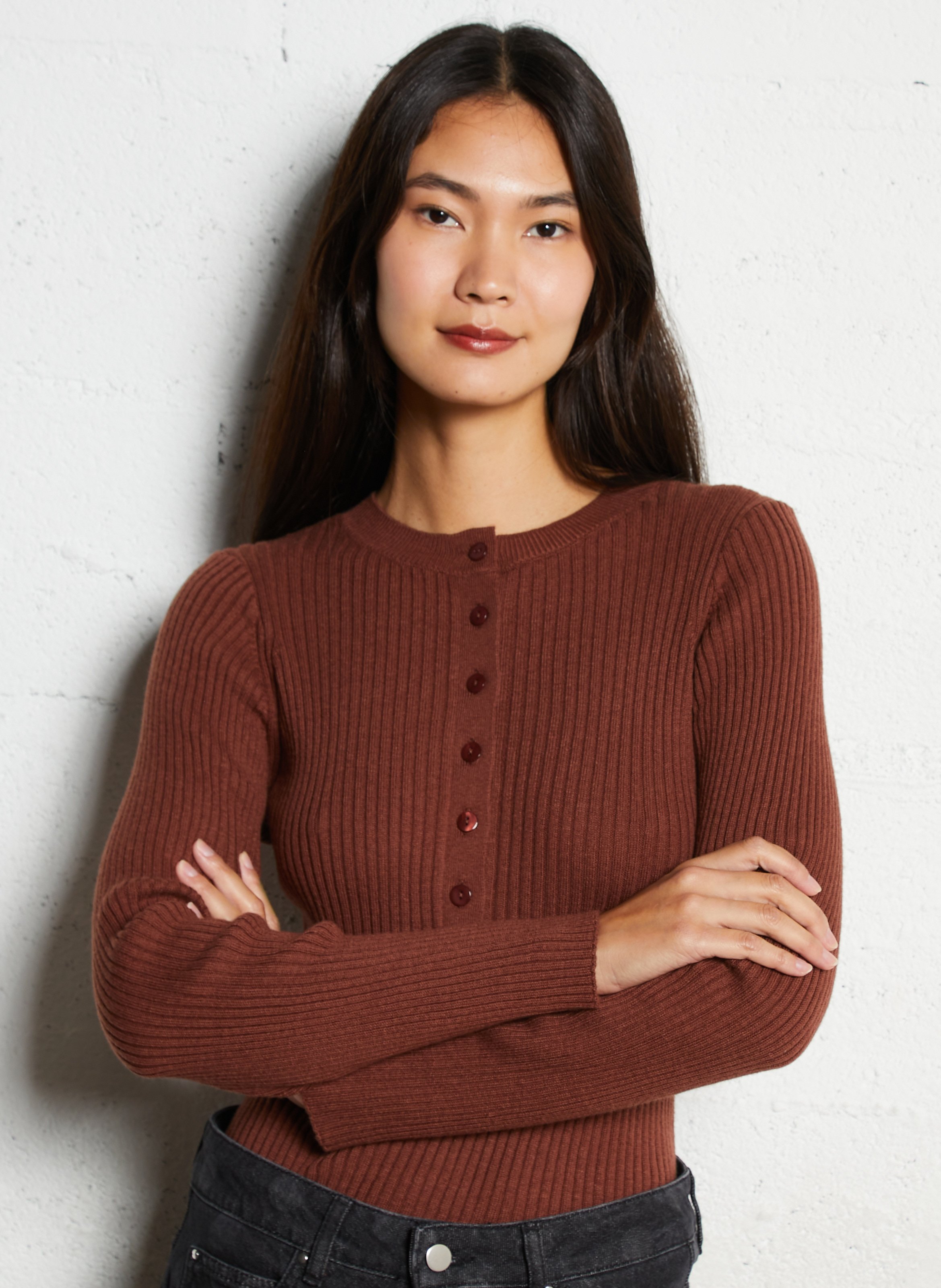 Round neck top in cotton and wool blend HOD PARIS