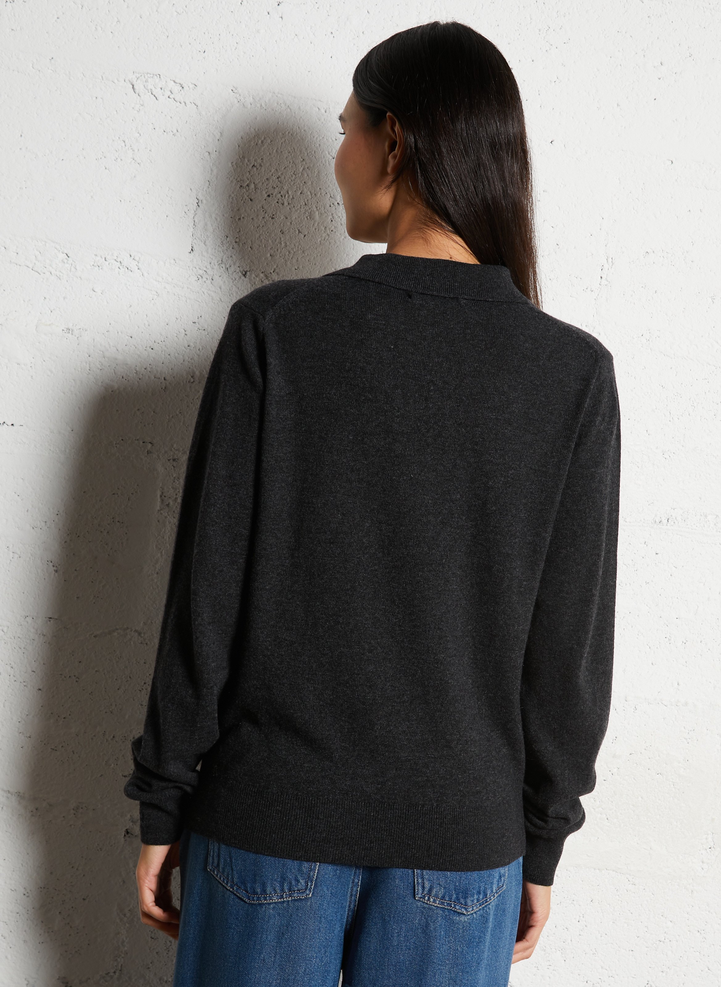 Straight-cut knit polo shirt THE NEW SOCIETY Grey