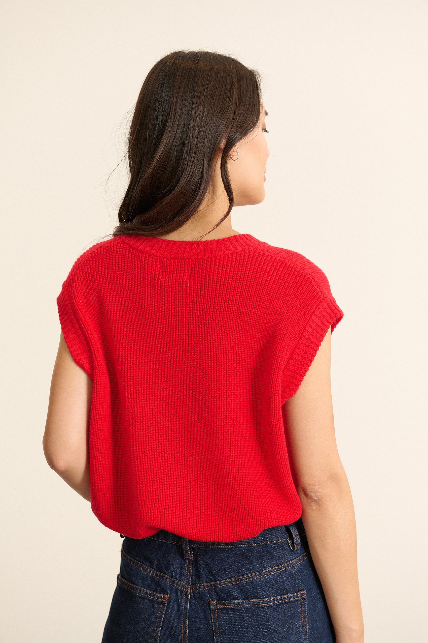 Sleeveless buttoned cardigan GARANCE PARIS Red