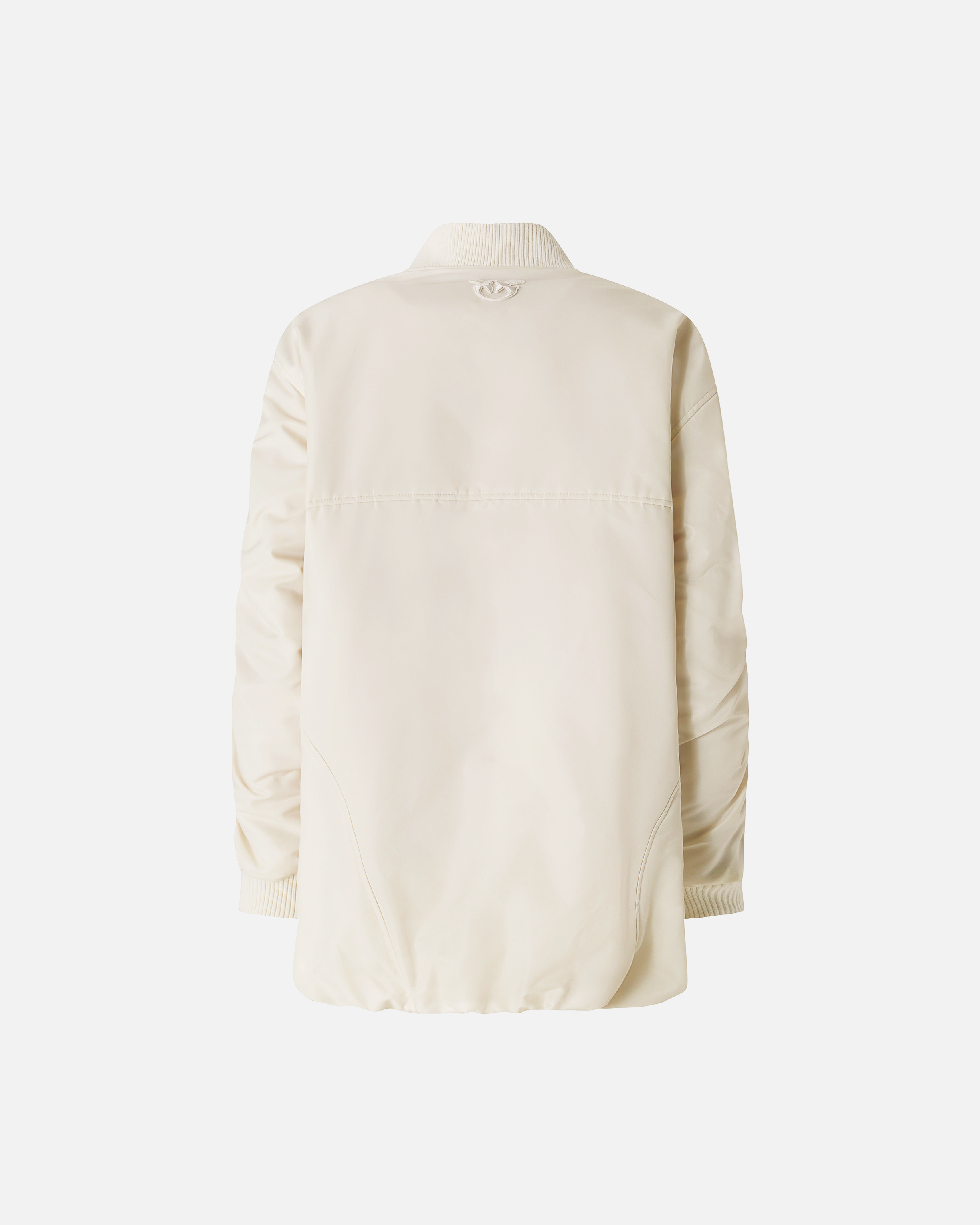 Long technical satin bomber PINKO White
