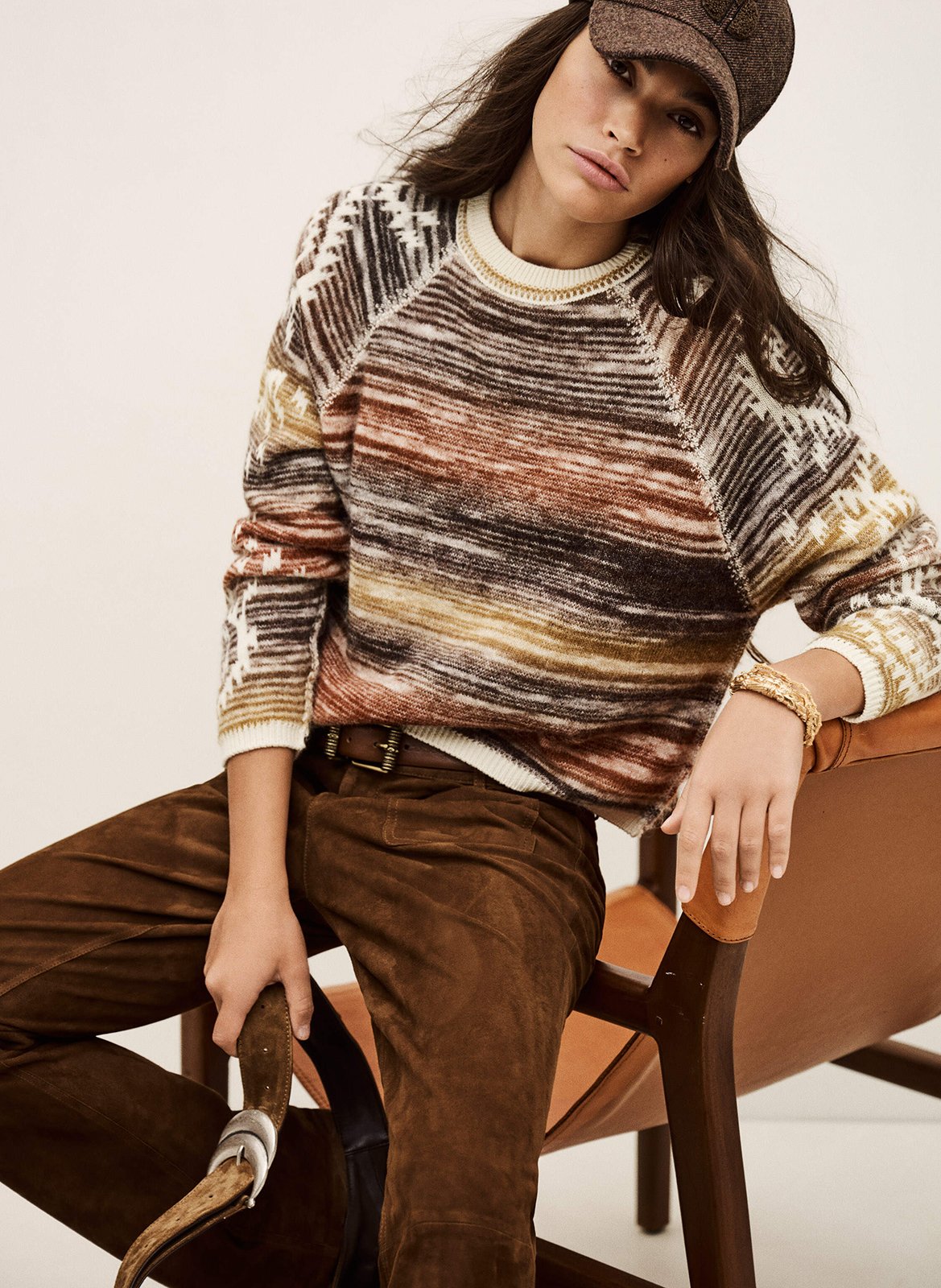 Pull droit col rond en laine BA&SH Multicolore