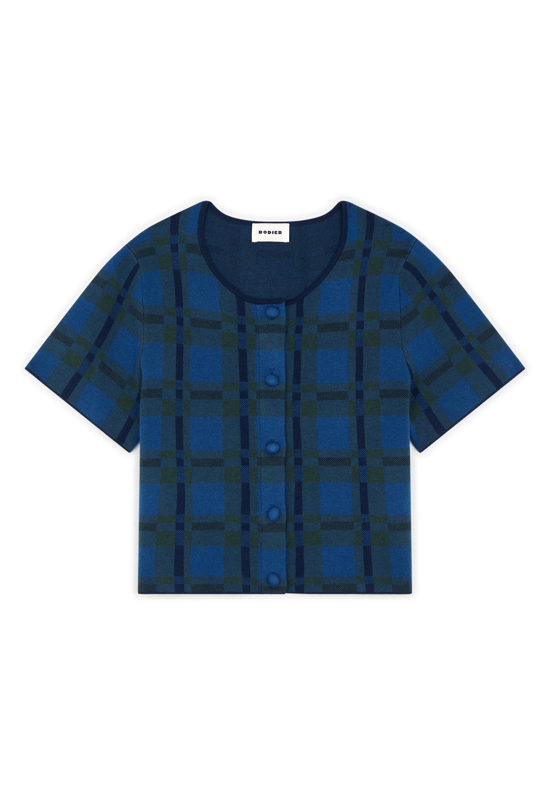 Short checkered knit shirt RODIER Blue