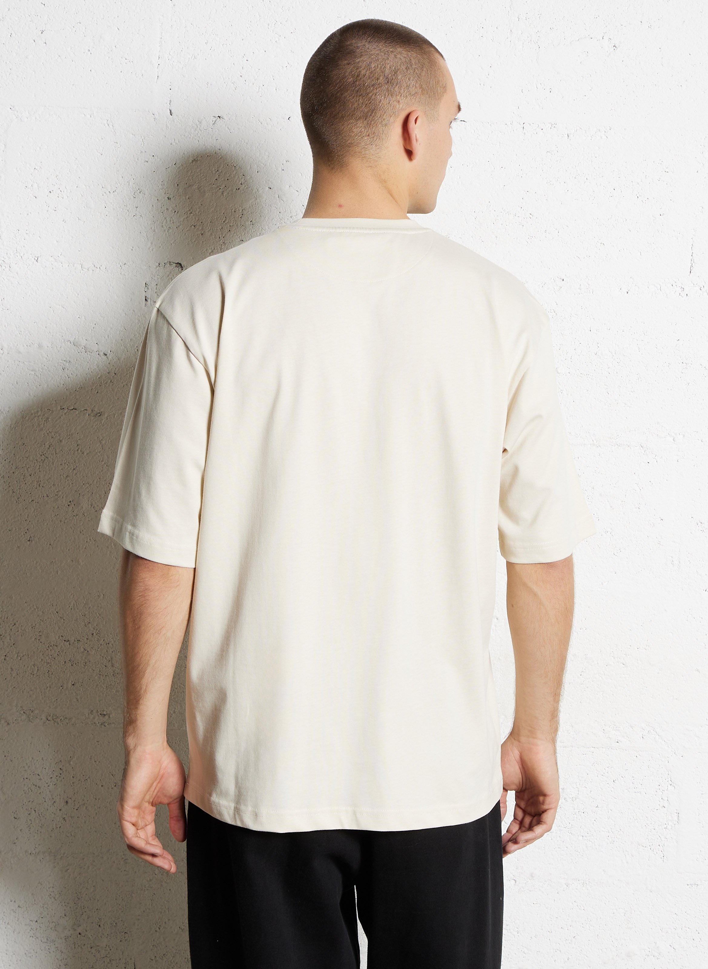 Straight-cut embroidered organic cotton T-shirt with round neck CHEVIGNON White