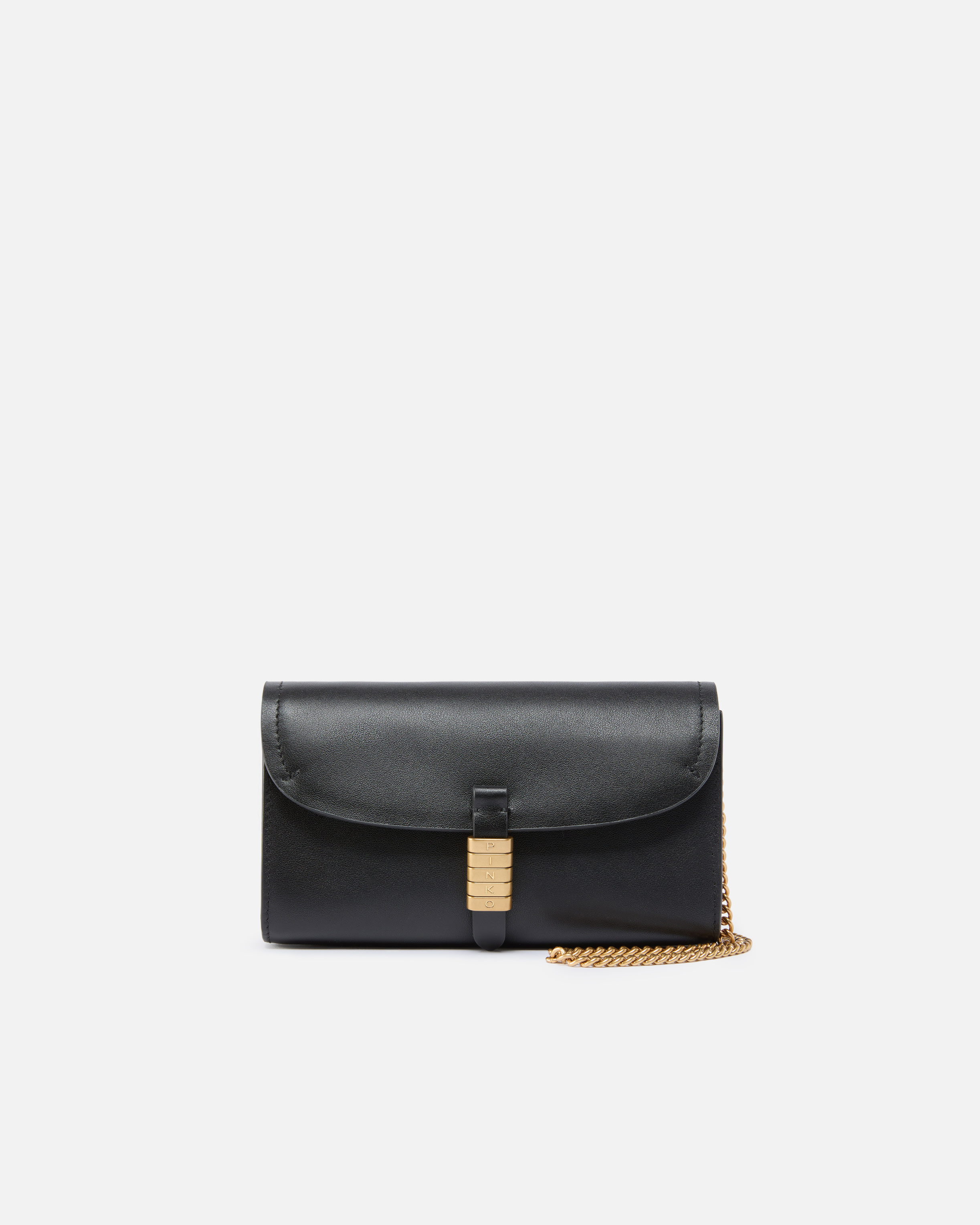 Leather wallet with pinko logo and shoulder strap PINKO Black