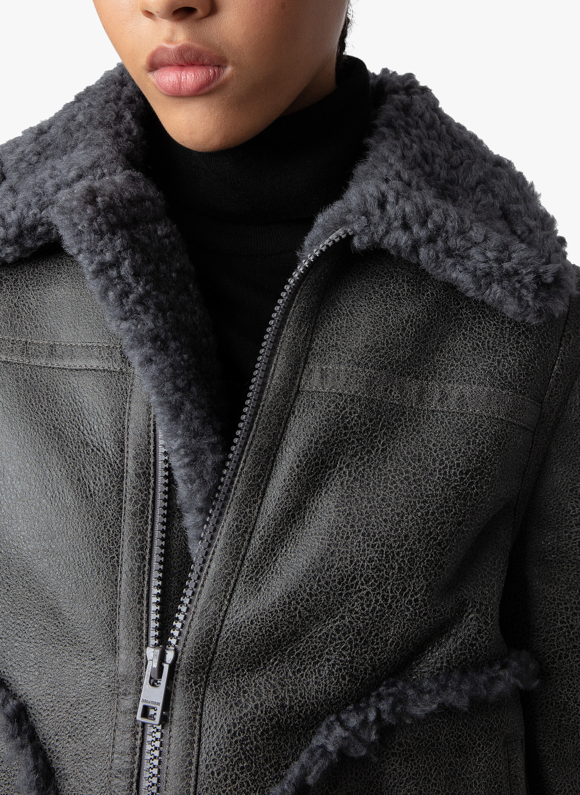 Fliegerblouson aus Vintage-Leder ZADIG&VOLTAIRE Grau