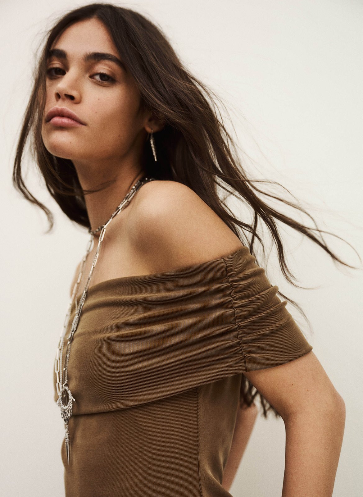 Tee-shirt col bardot BA&SH Marron