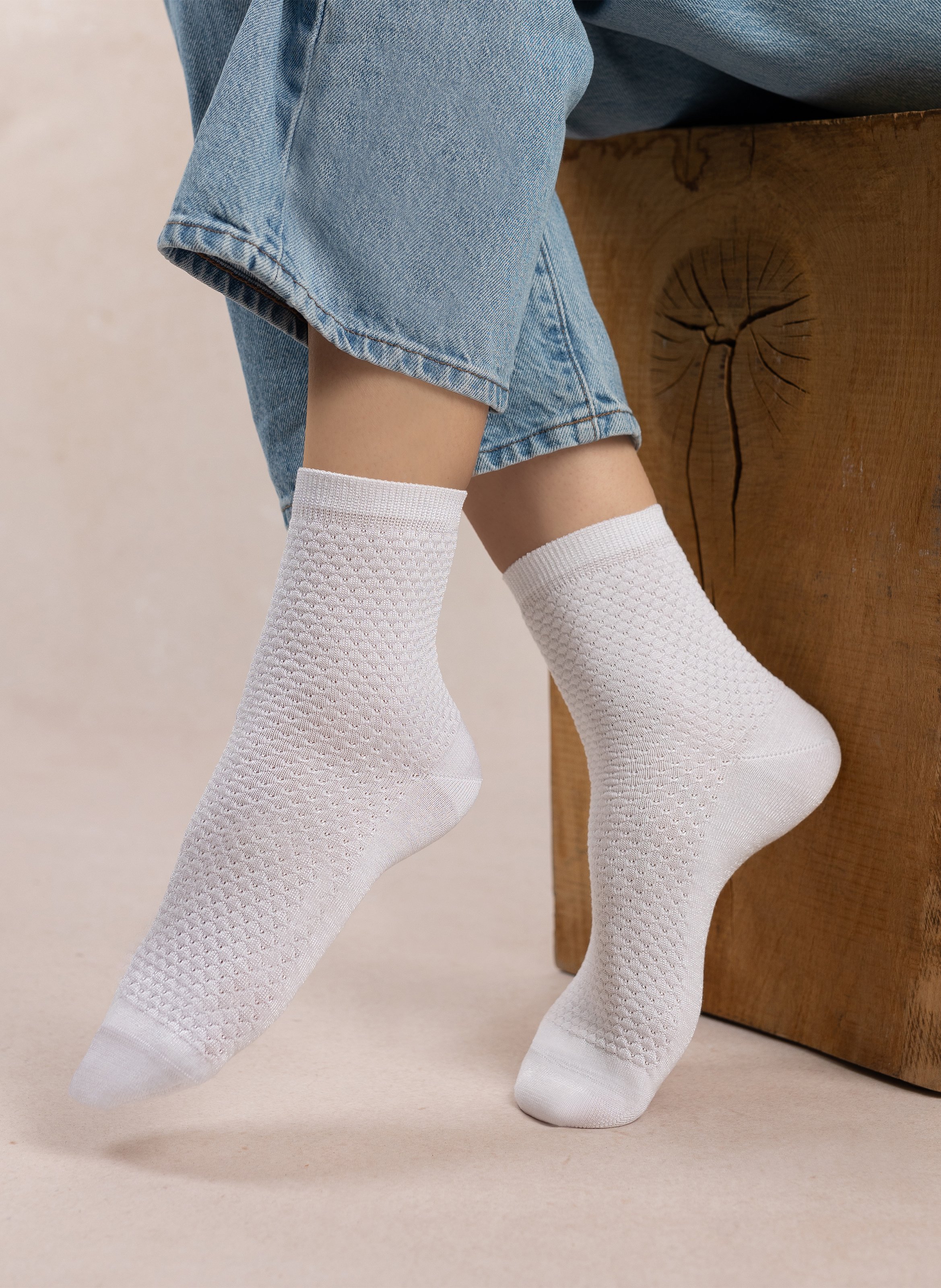 Chaussettes côtelées BLEUFORET Blanc