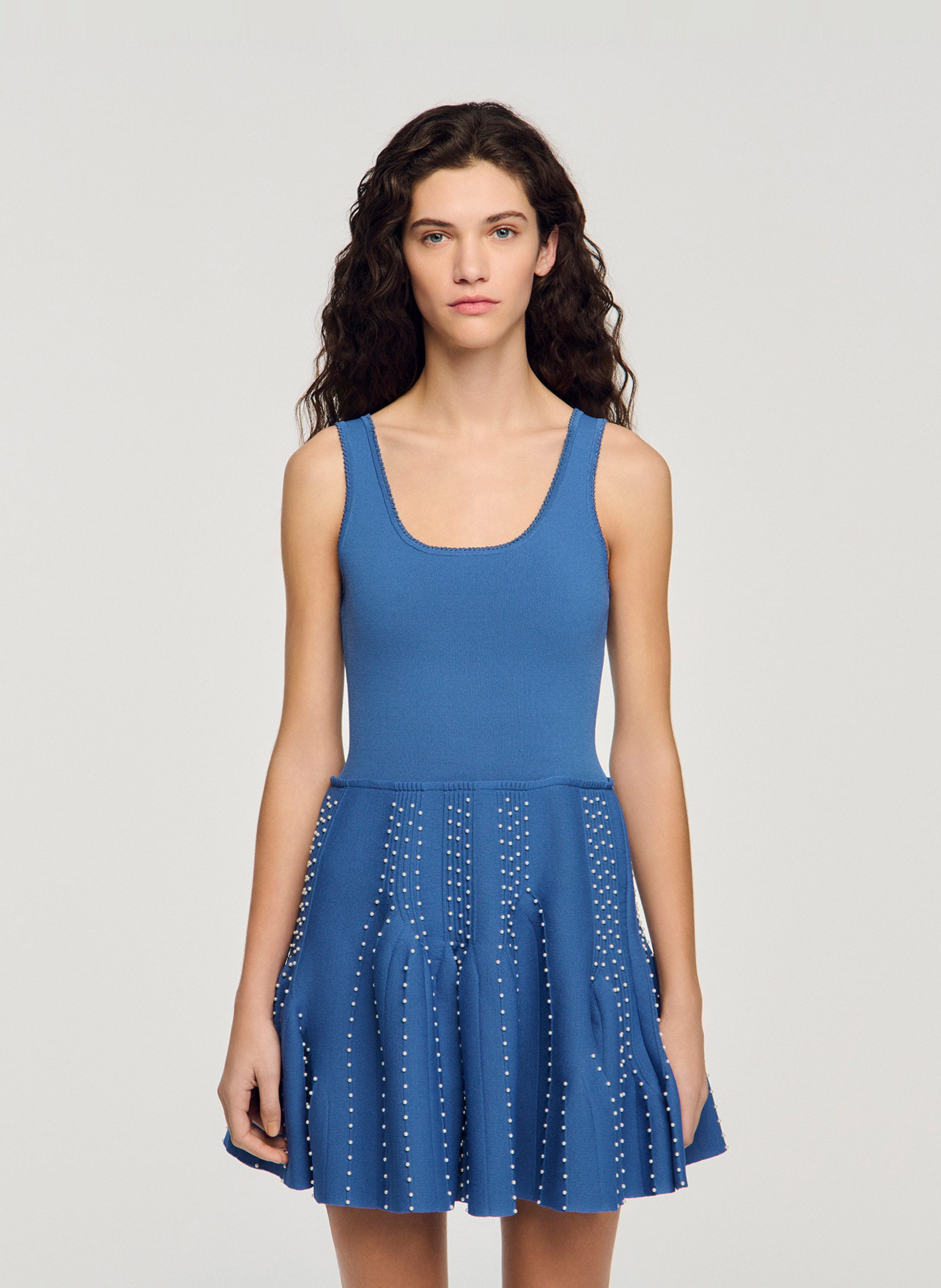 Robe courte en maille SANDRO Bleu