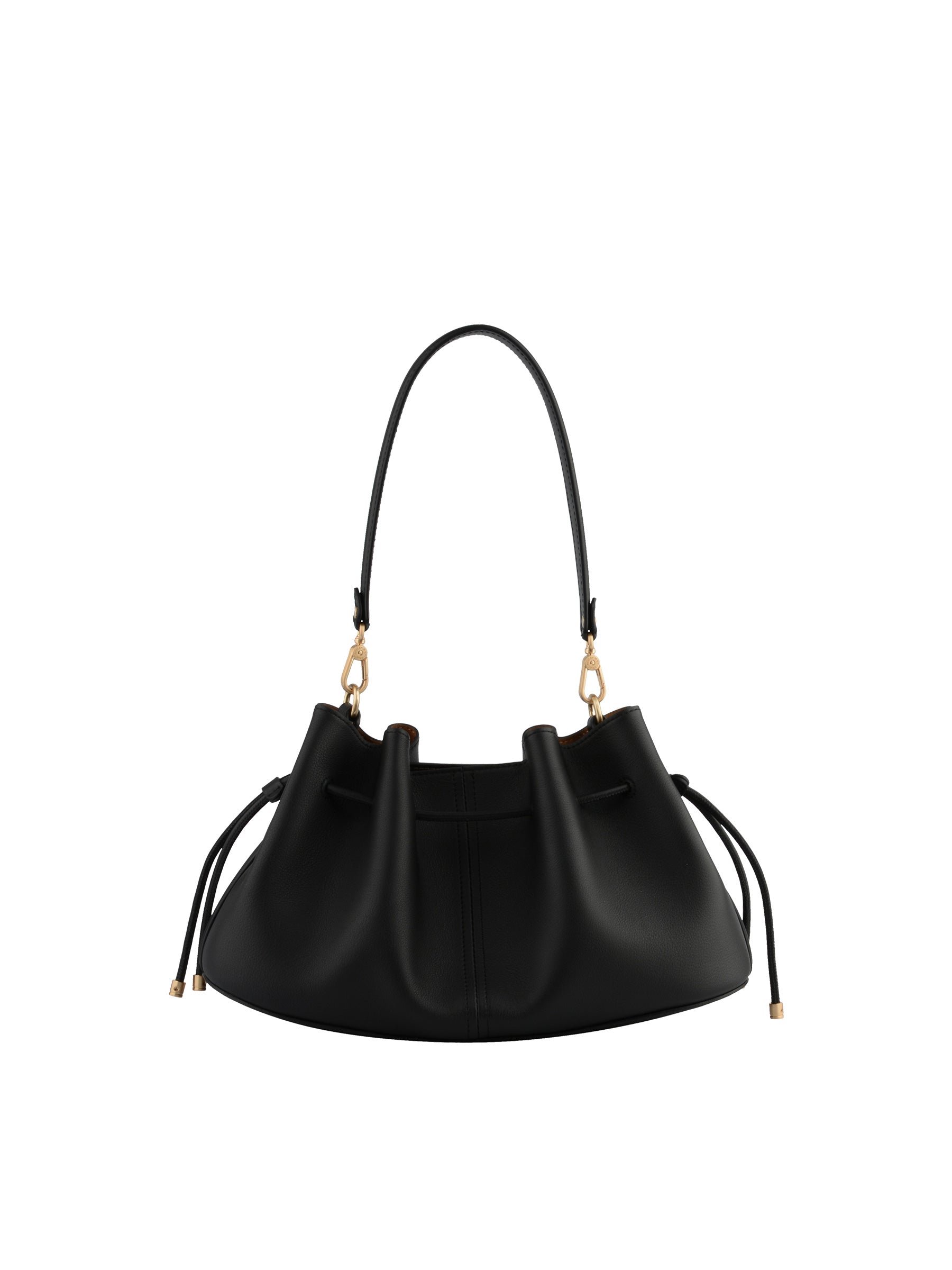Calfskin leather shoulder bag POURCHET Black