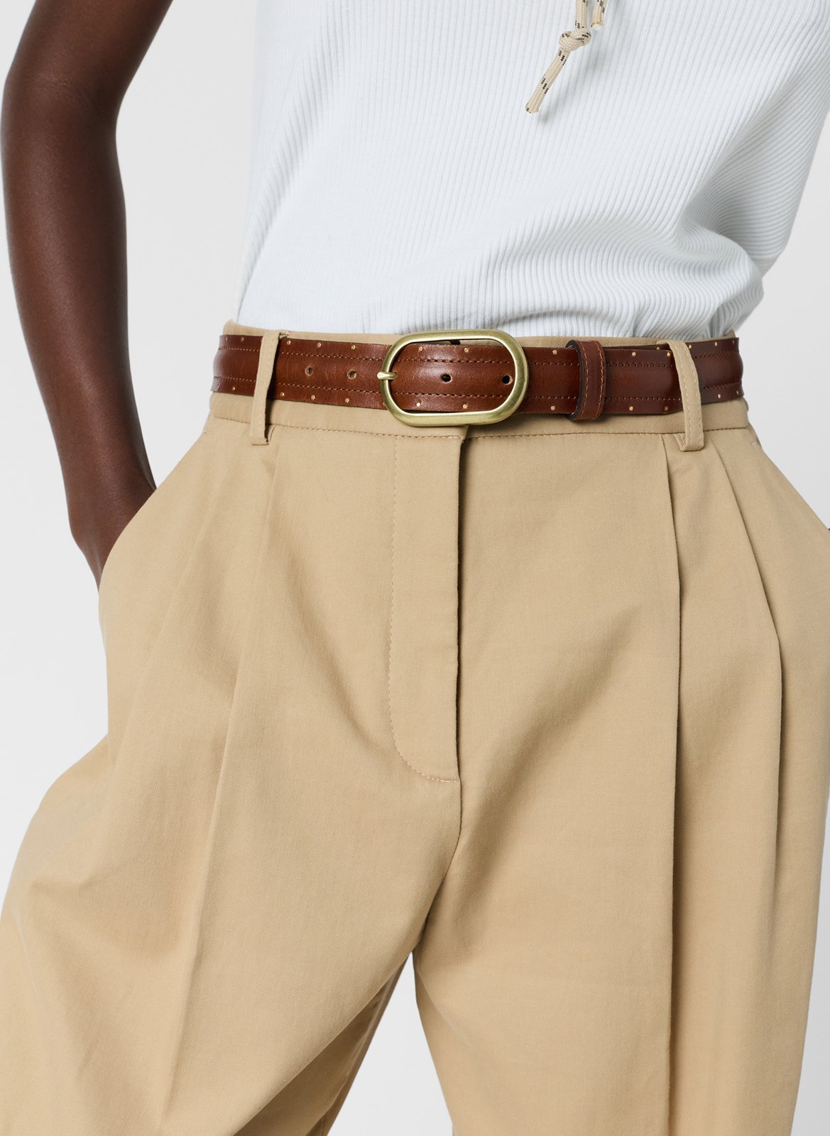 Pantalon large en coton mélangé GERARD DAREL Marron