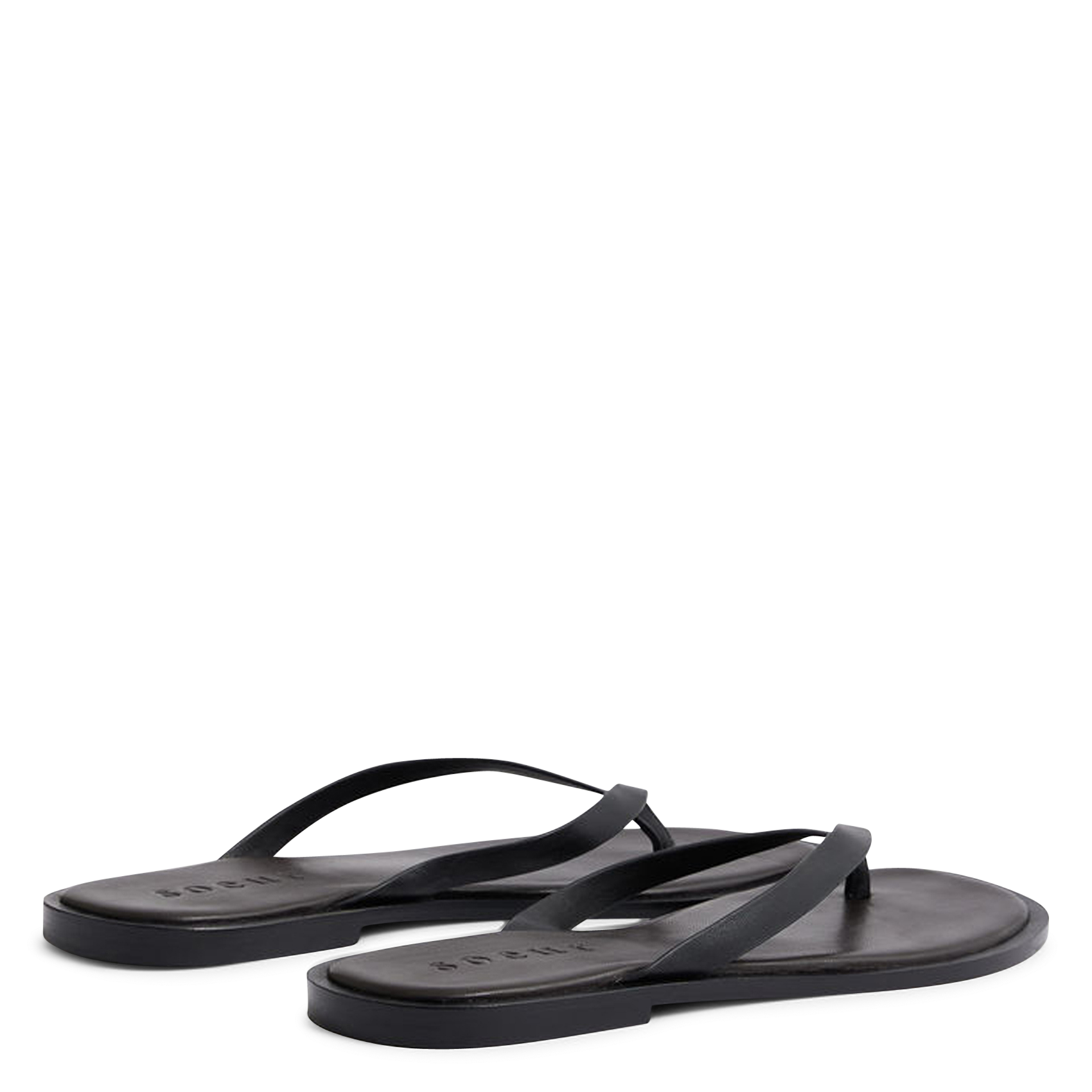 Aouda flat leather sandals SOEUR Black