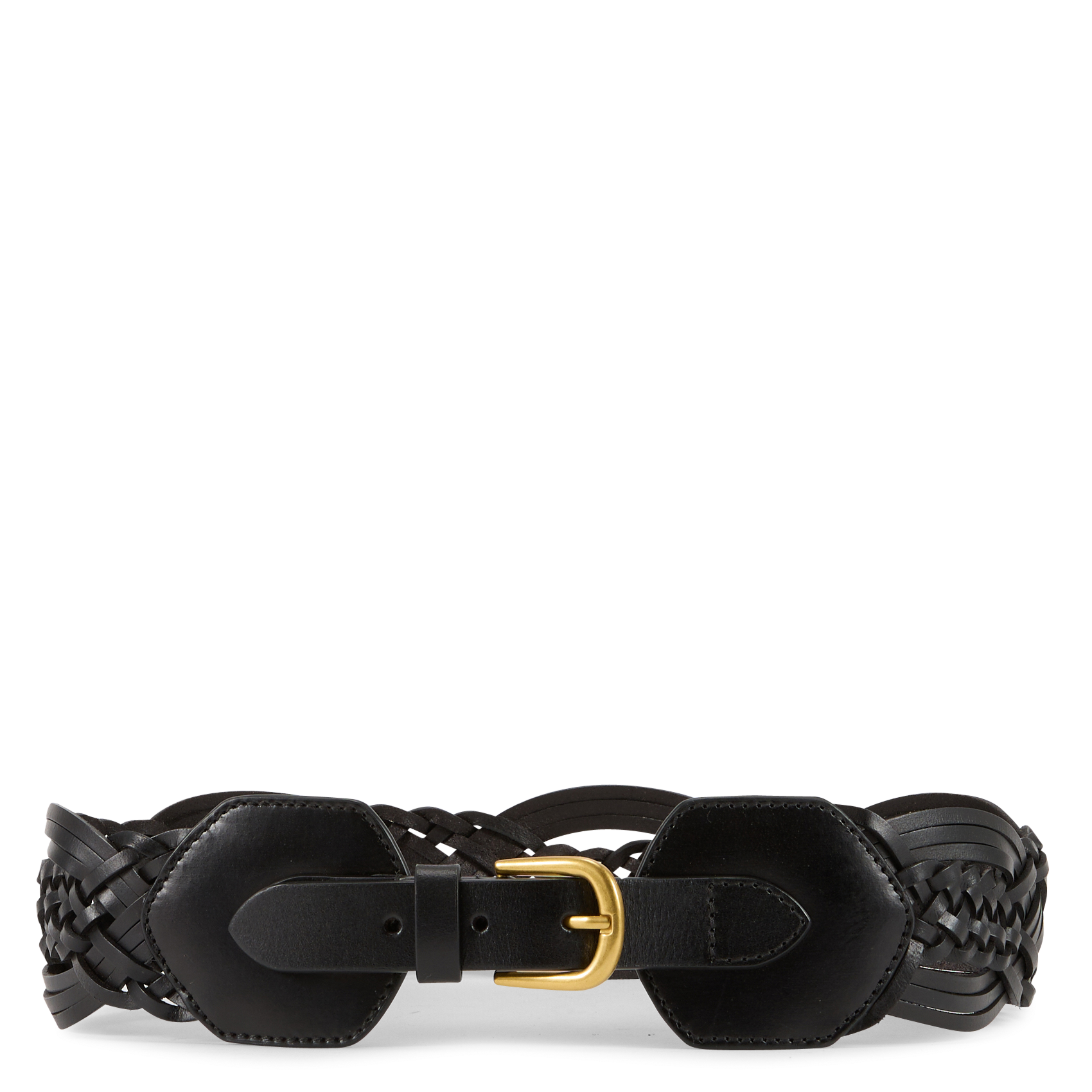 Brede, gevlochten ceintuur van leer COTELAC Zwart