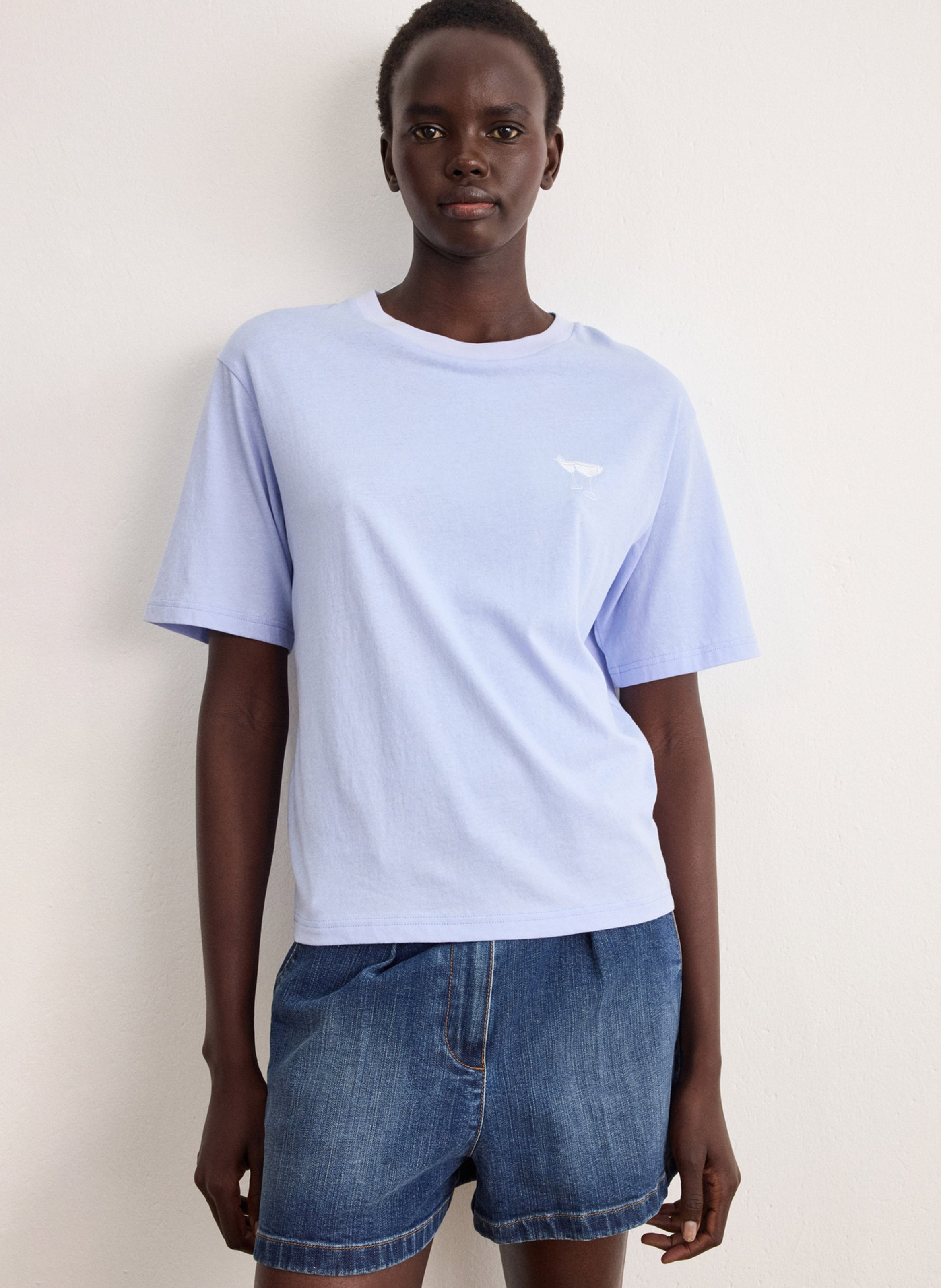 Einfarbiges Langarm-Top mit Rundhalsausschnitt PABLO Blau