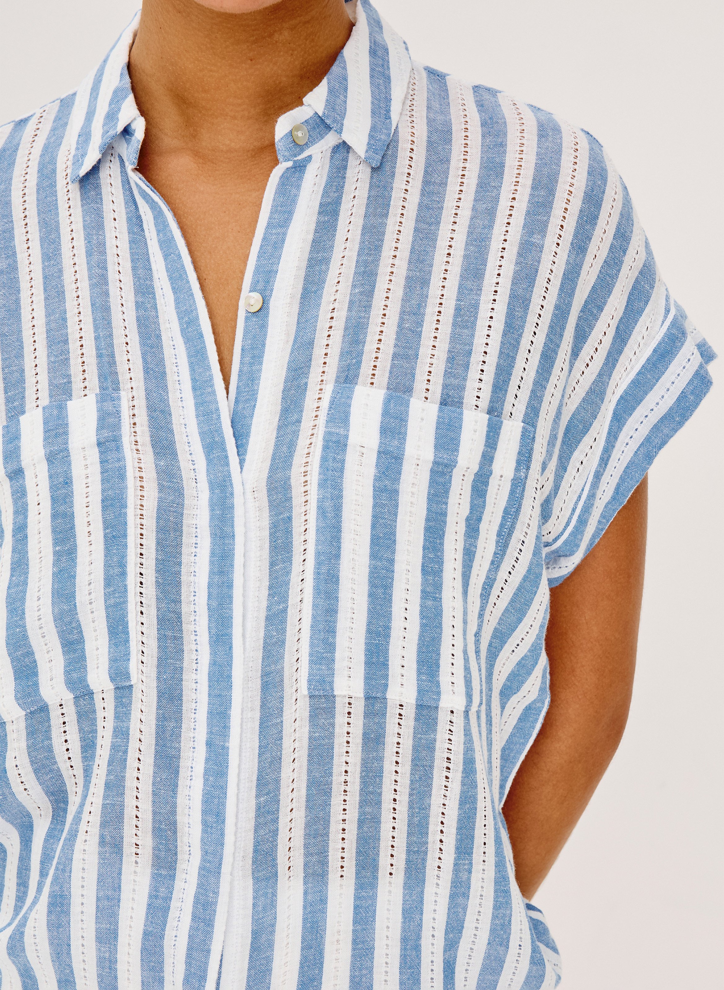 Chemise col classique en lin mélangé RAILS Multicolore