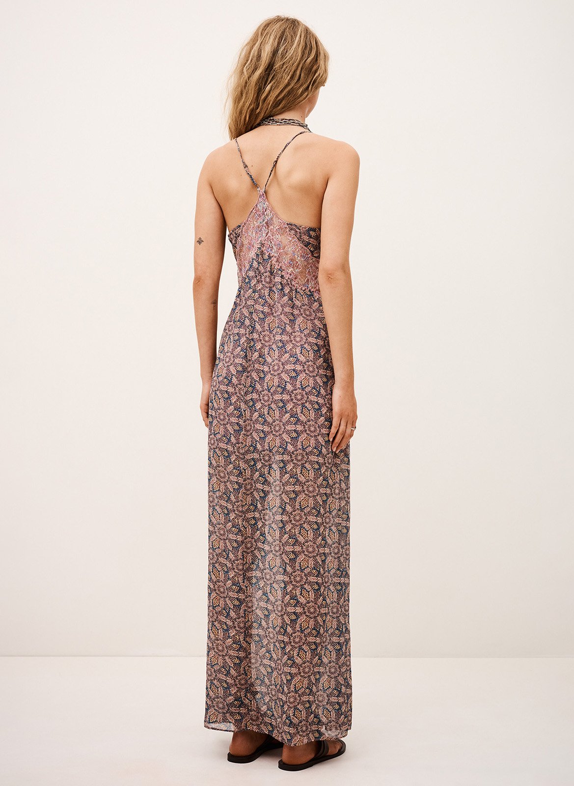 Robe longue col V imprimée BA&SH Bleu