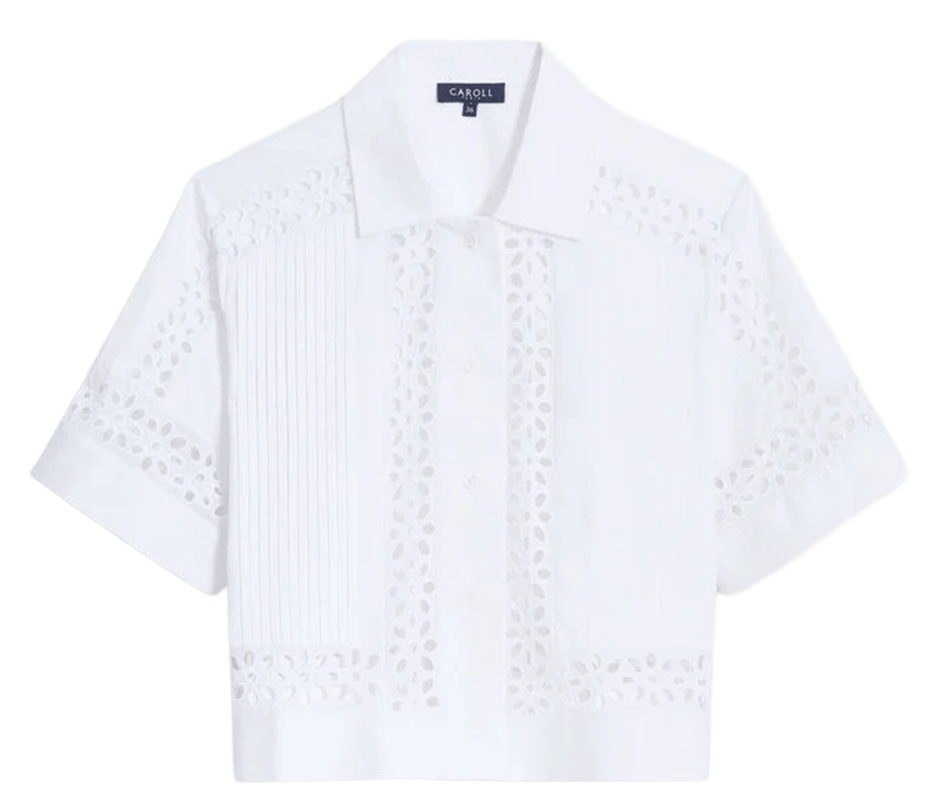 Chemise col classique manches contrastantes en coton White