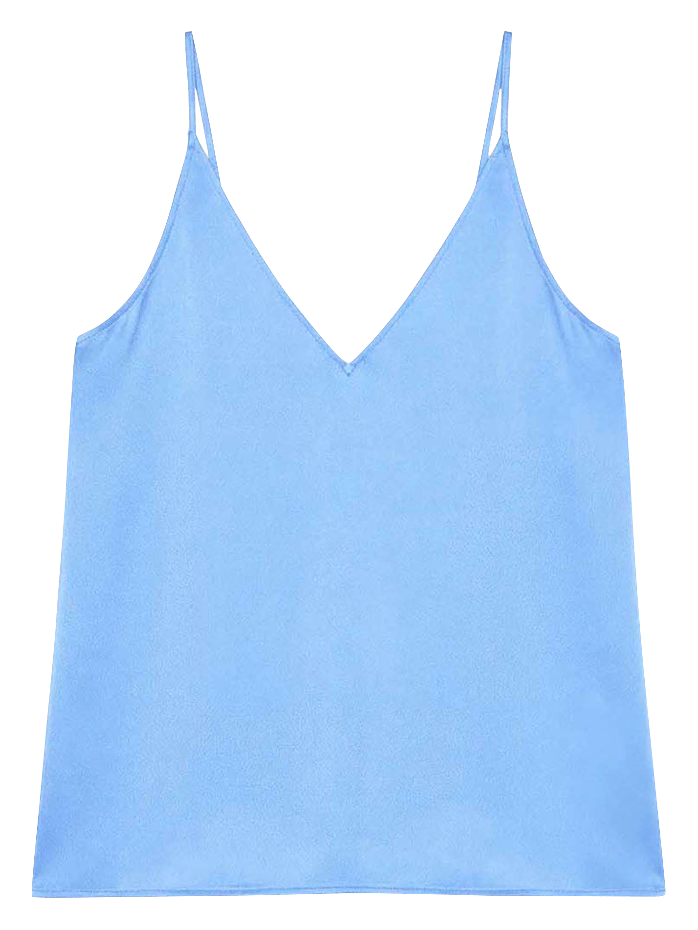 Top droit col V satiné TARA JARMON Bleu