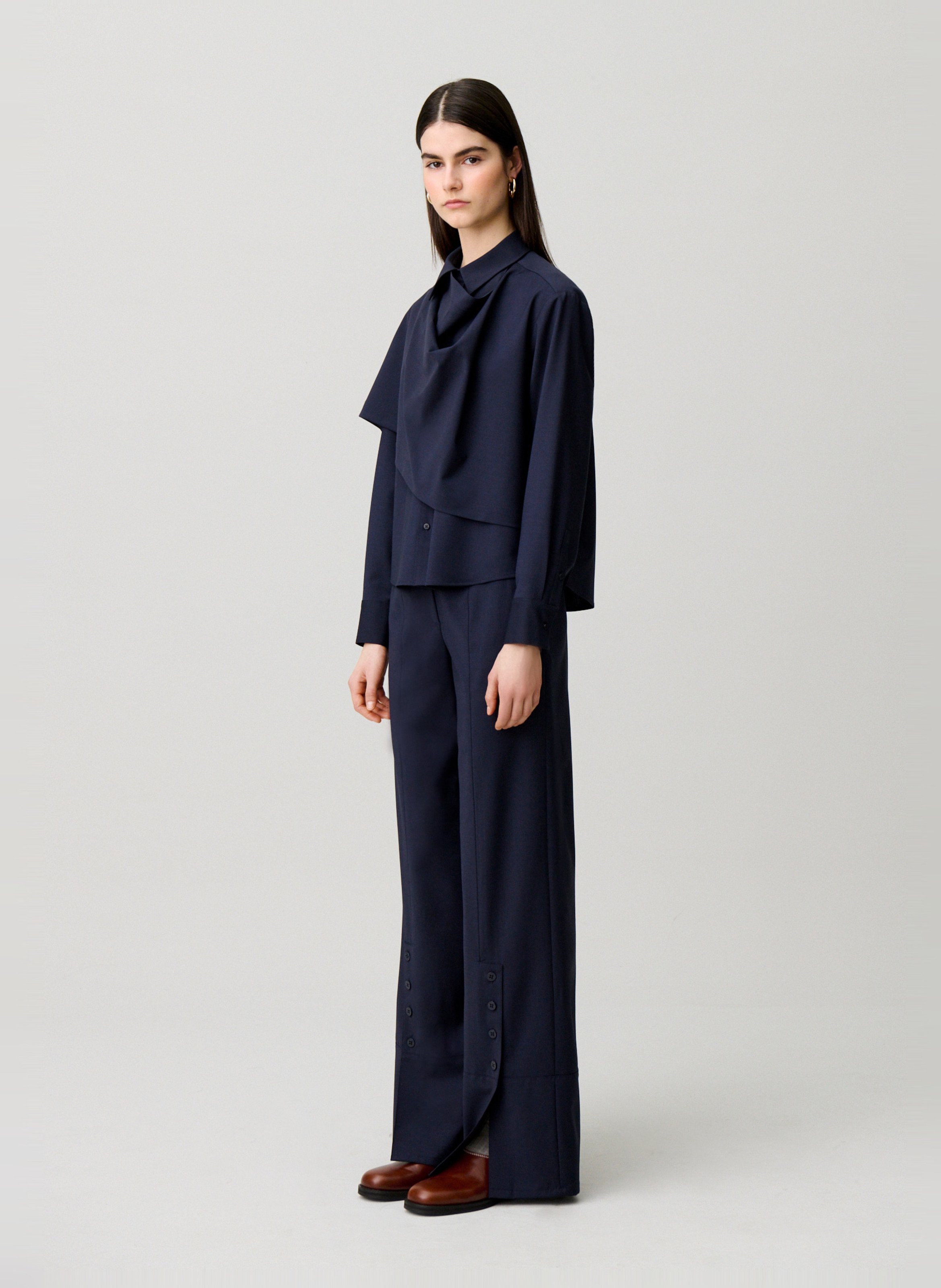 Oversized overhemd van gemengde wol CLAUDIE PIERLOT Blauw