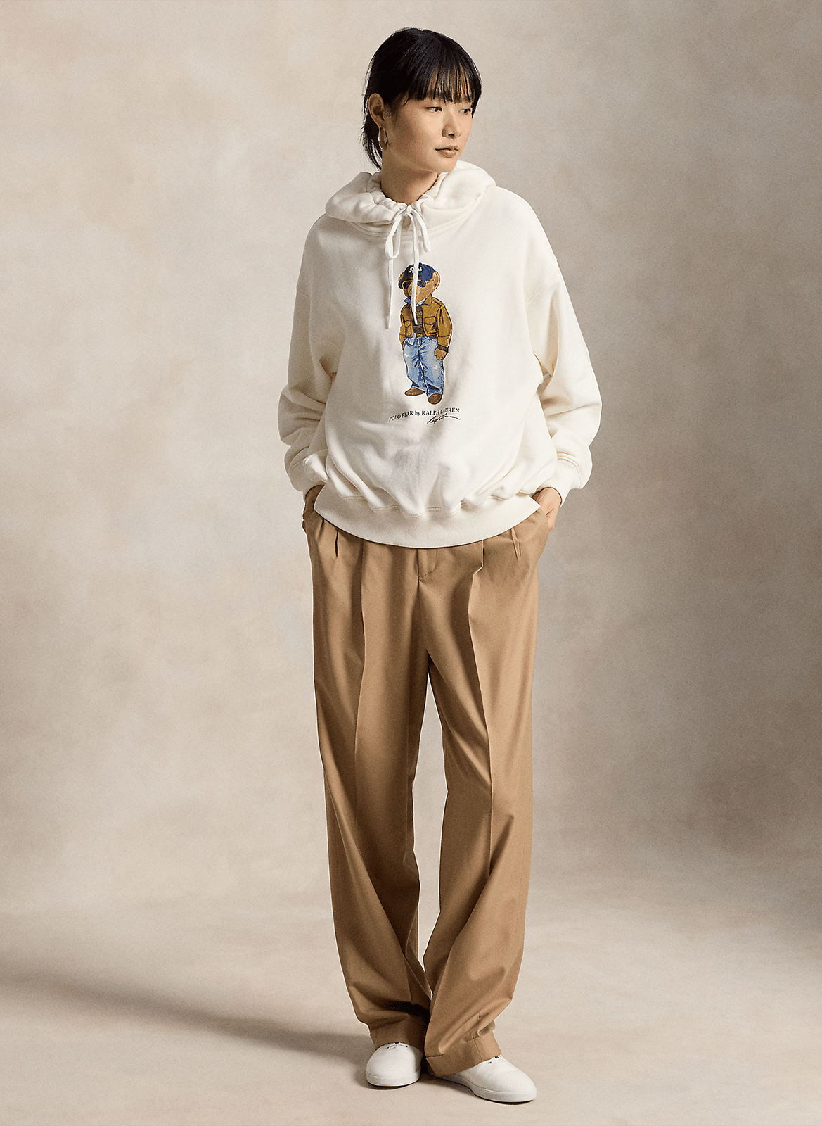Bedruckter Kapuzenpullover aus Baumwollmischung POLO RALPH LAUREN Weiss
